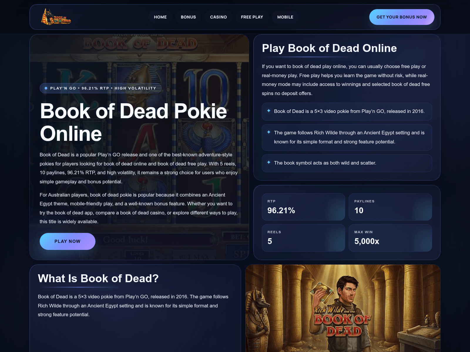 Screenshot of bookofdeadaustralia.com