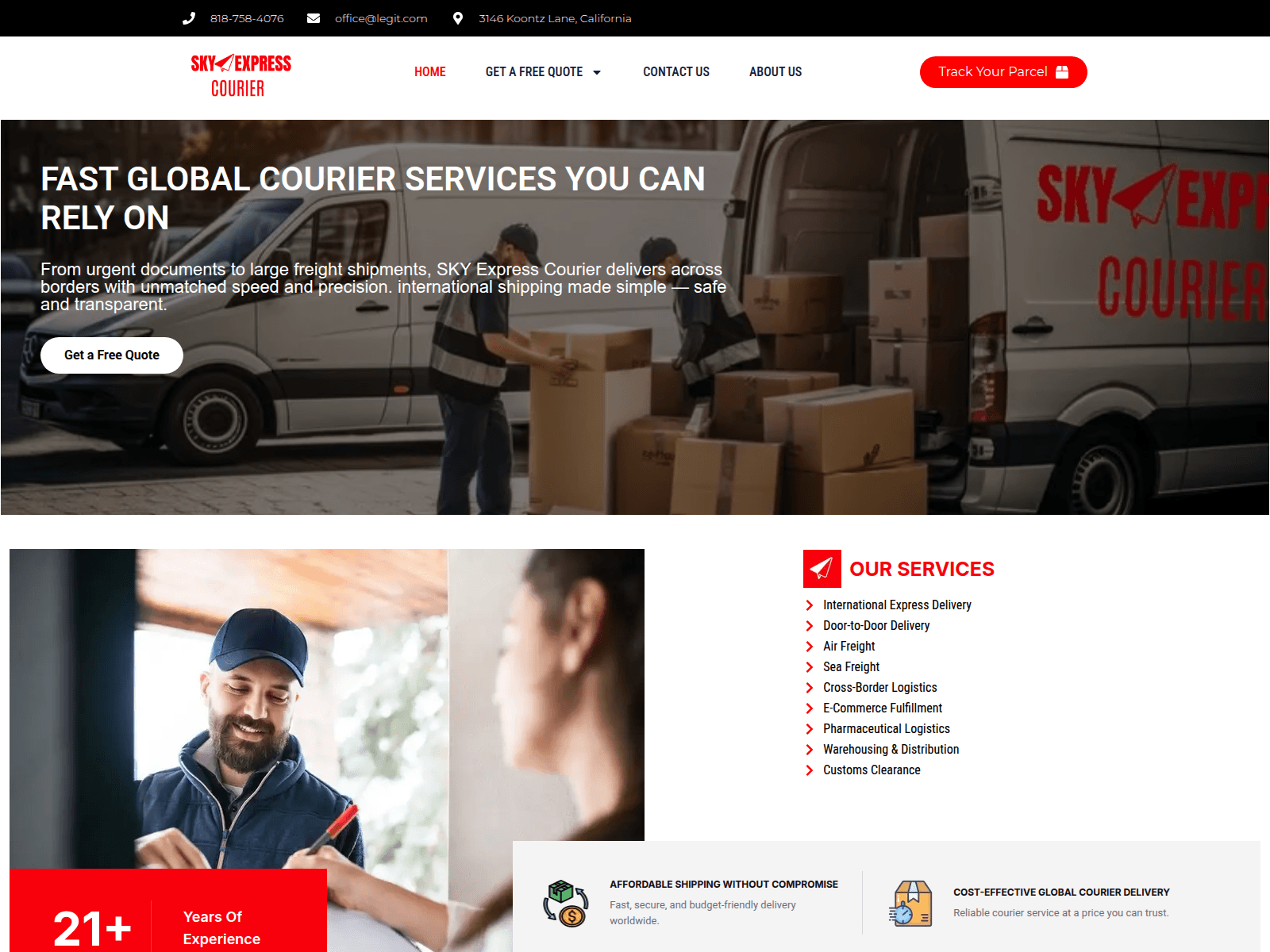 Screenshot of skyexpresscourierservice.net