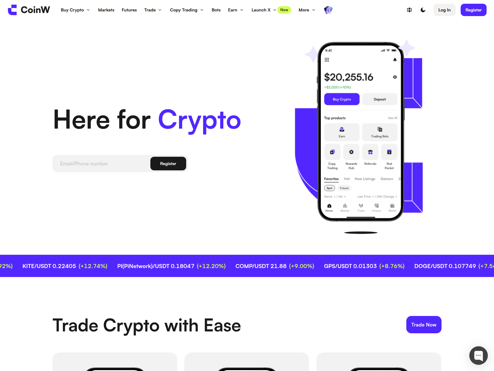 Screenshot of thecoinw.com