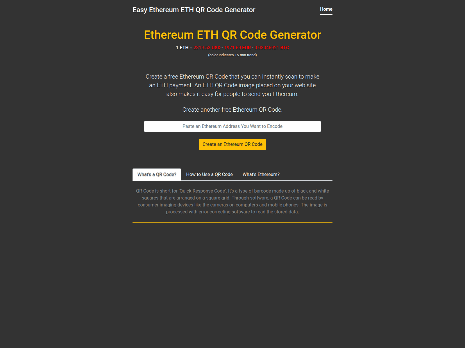 Screenshot of ethereum-qr-code-generator.top