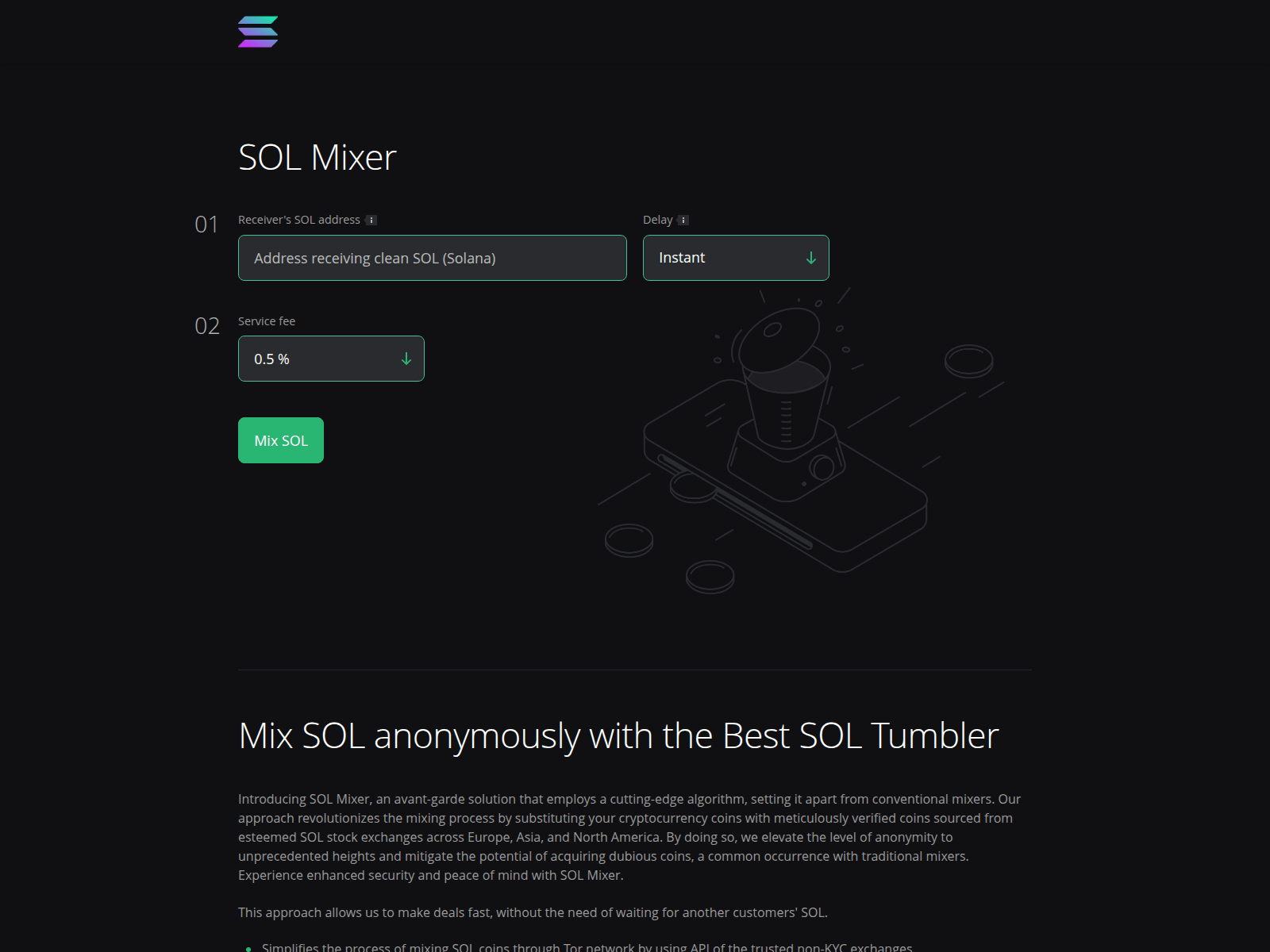 Screenshot of solanamixer.top