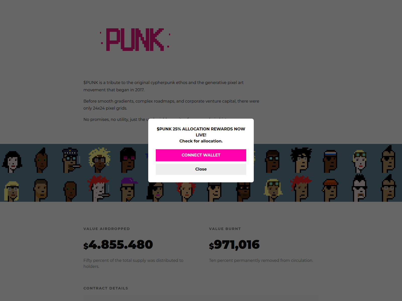 Screenshot of punkthecoins.xyz