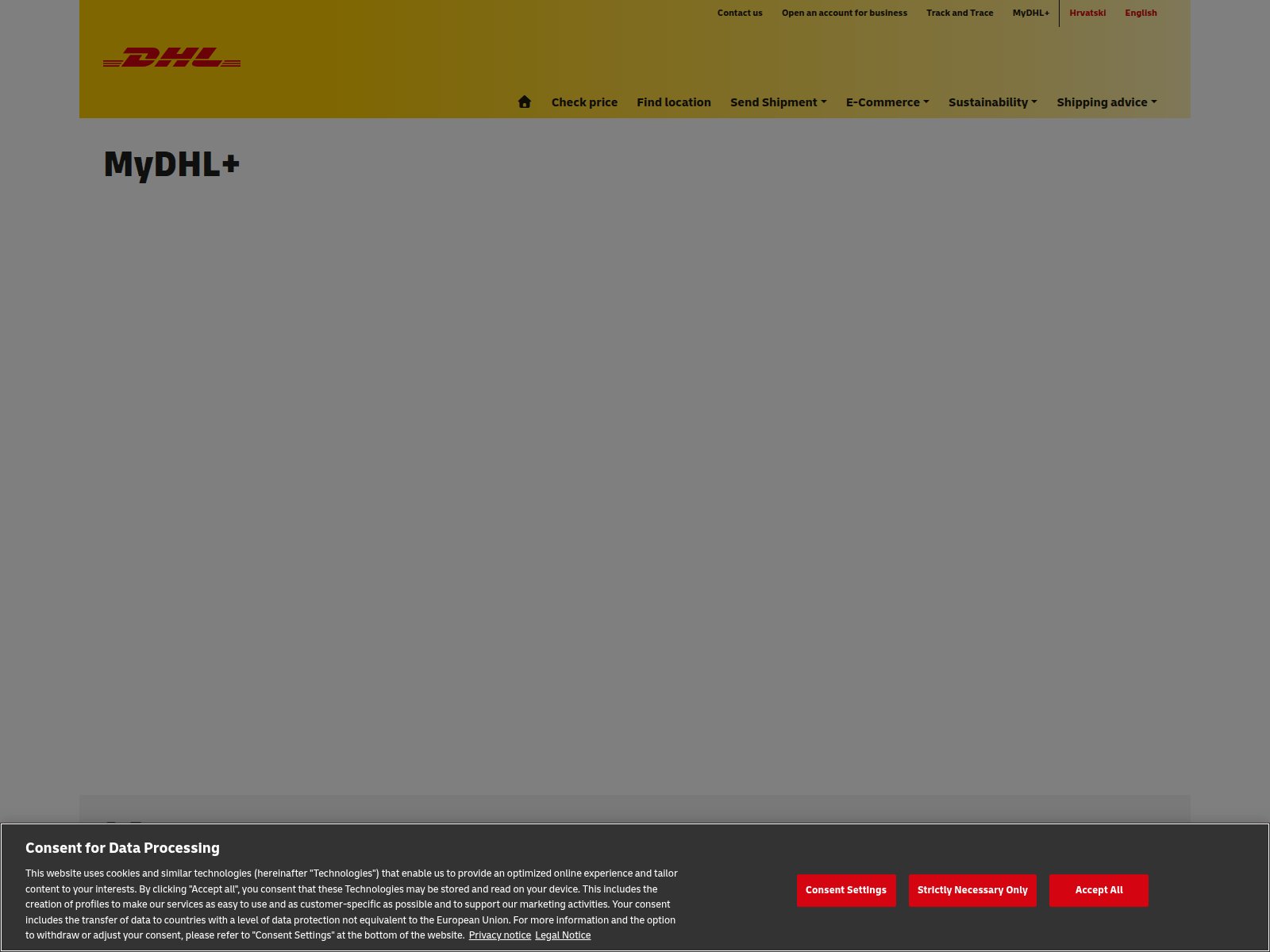 Screenshot of dhlservicepoint.hr