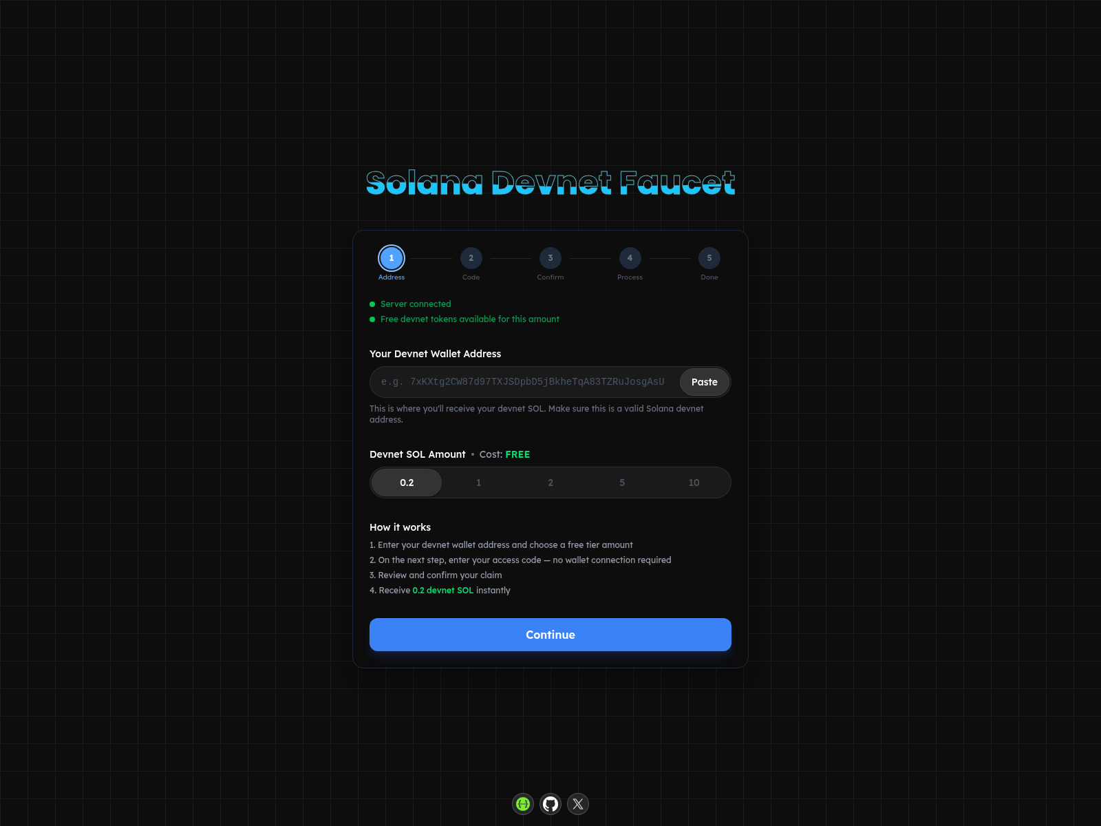 Screenshot of solana-devnet-faucet.com