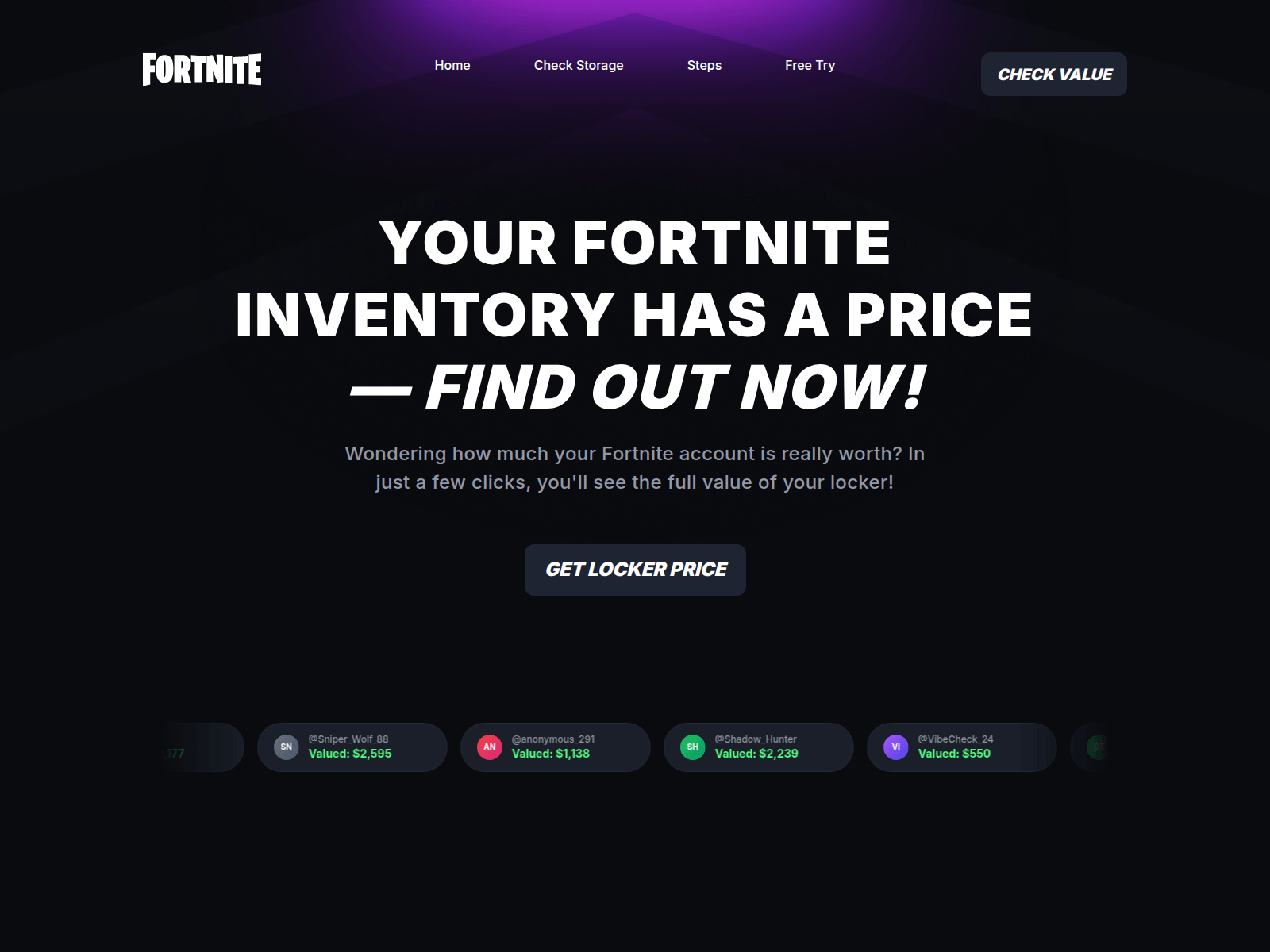 Screenshot of fortnitecheck.info
