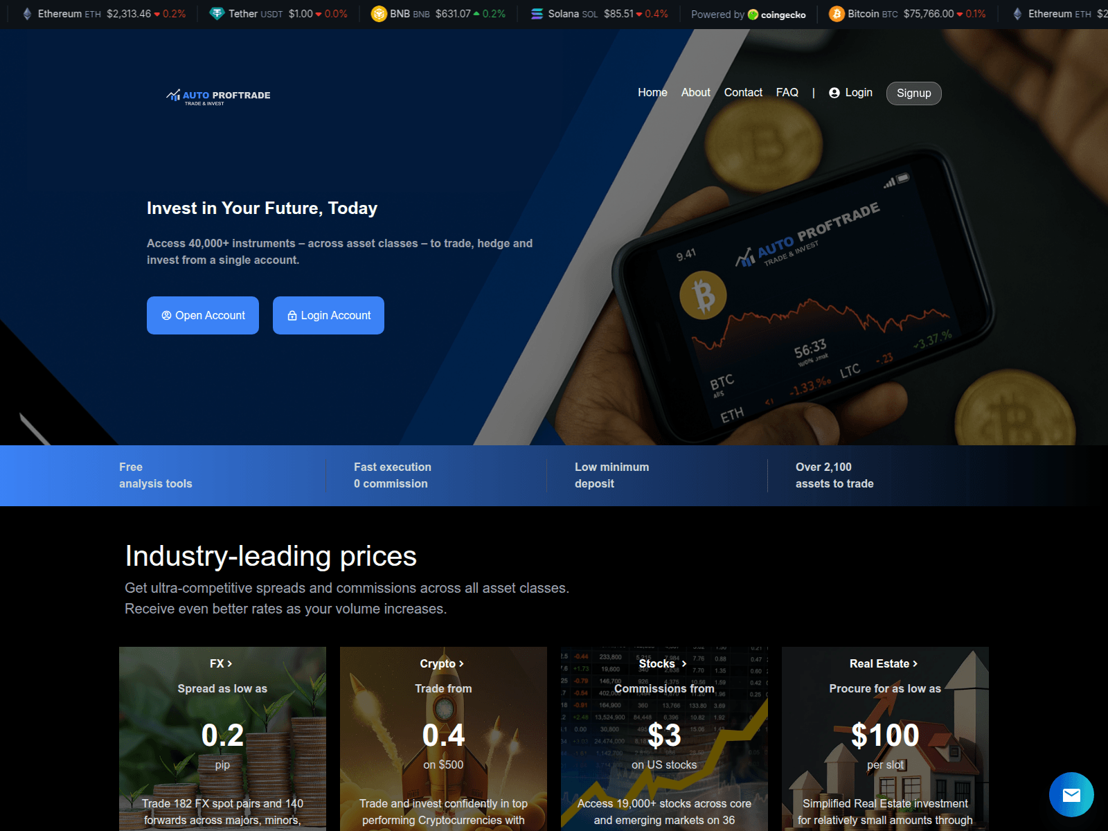 Screenshot of autoproftrade.com