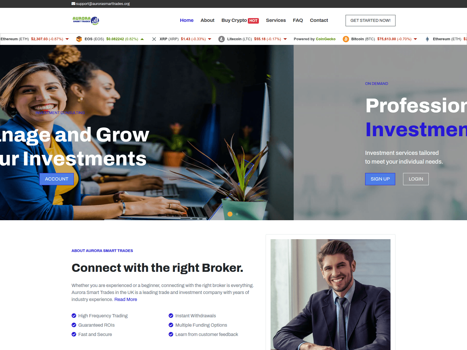Screenshot of aurorasmarttrades.org