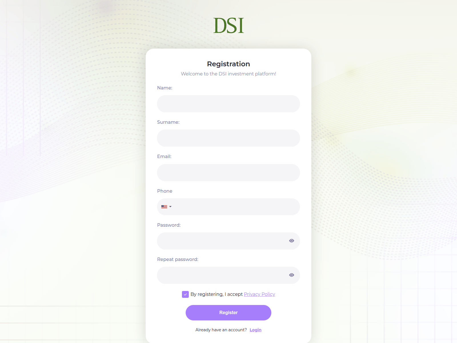 Screenshot of terminal.dsi-investments.co