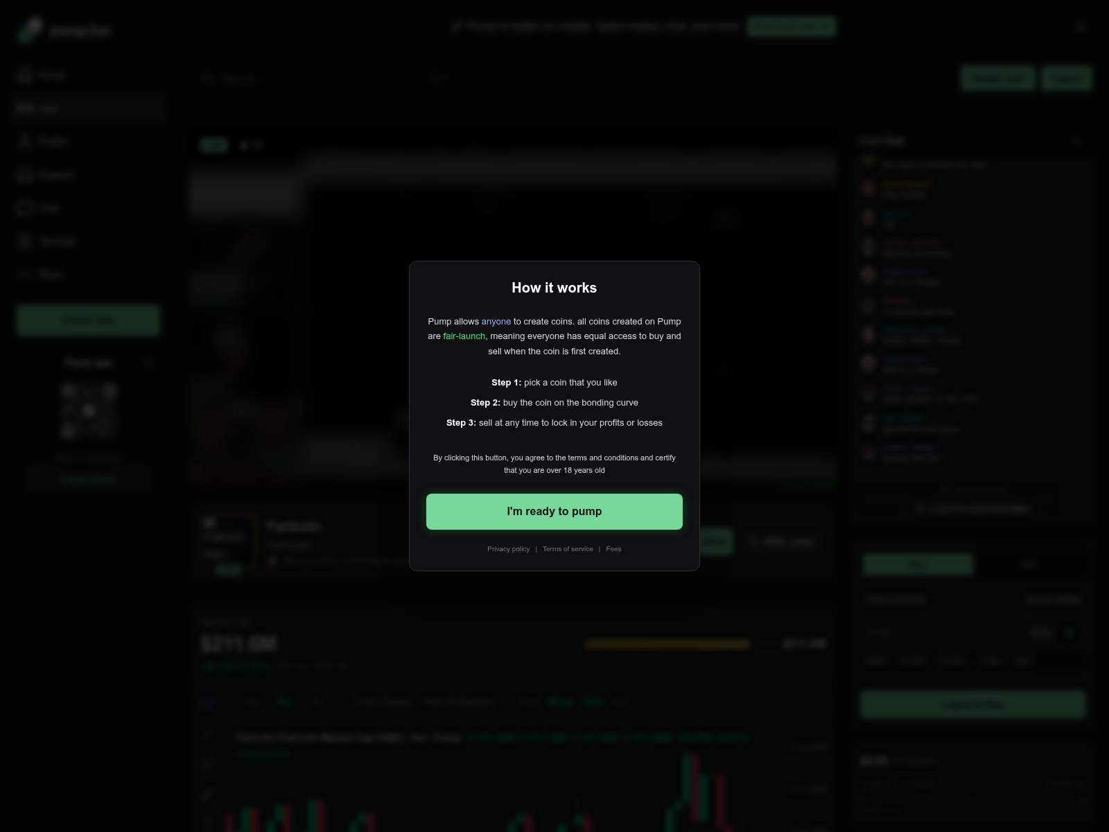 Screenshot of pumph.fun