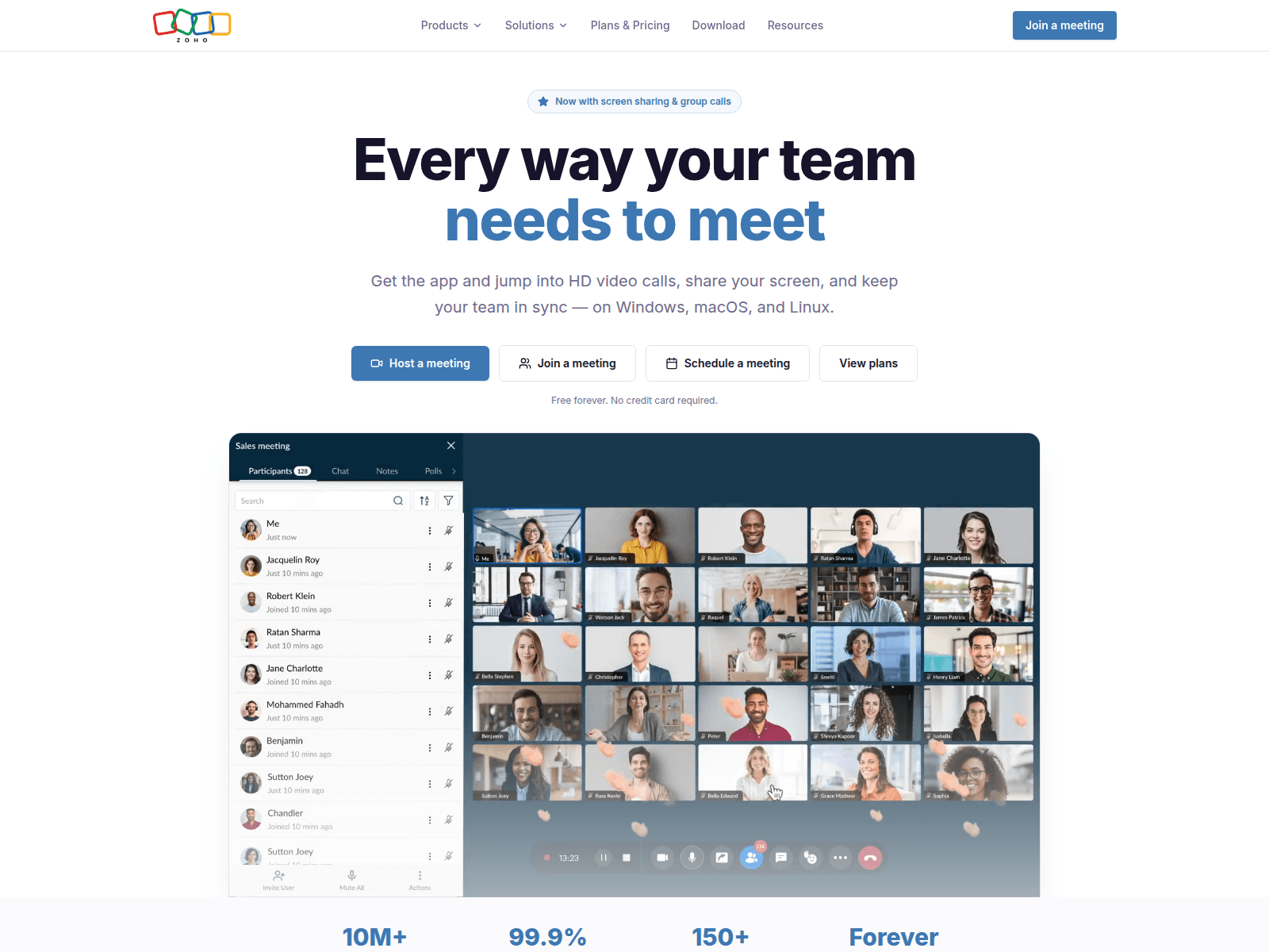 Screenshot of zohowebmeeting.com