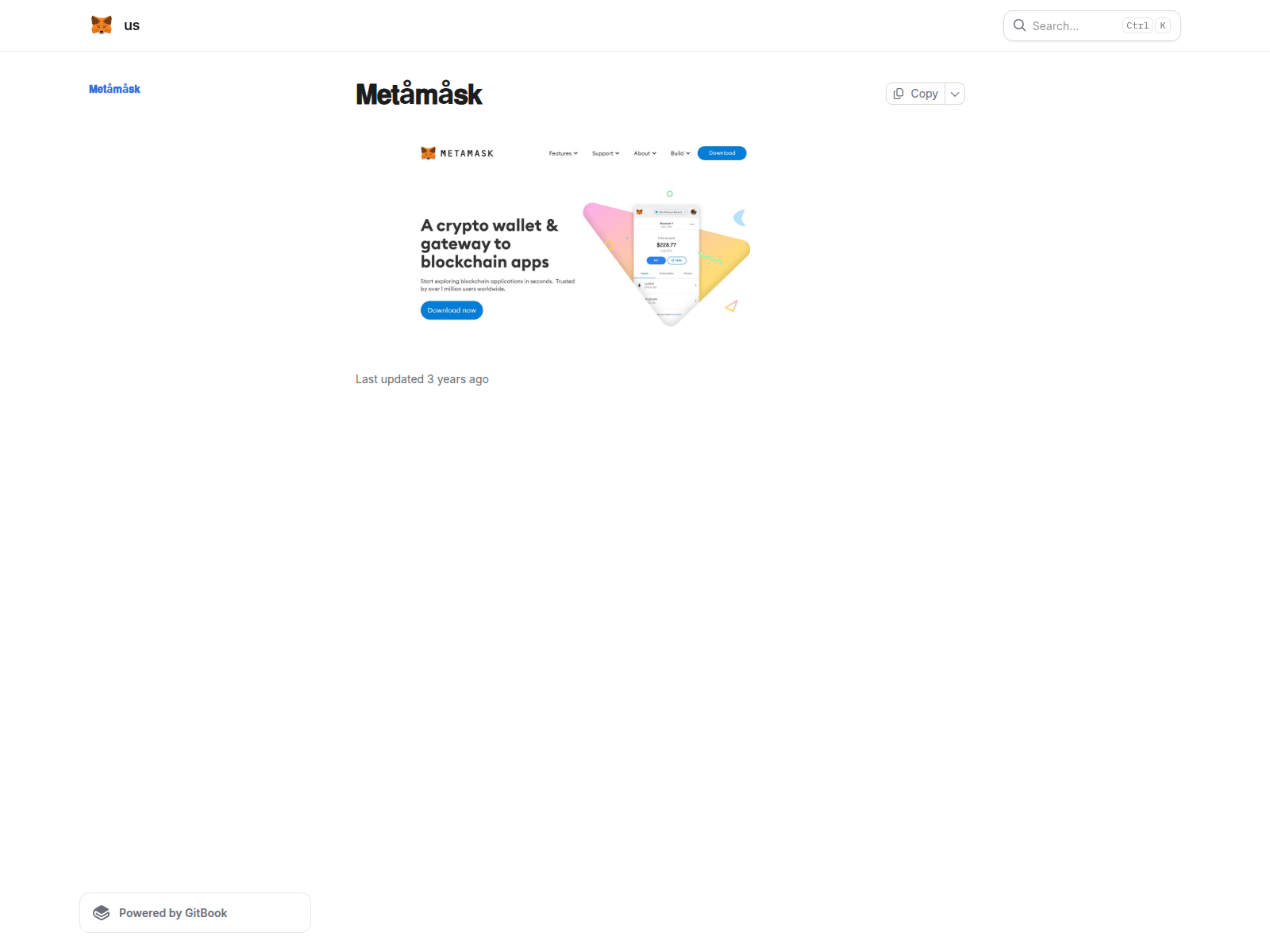 Screenshot of metamaskloign.gitbook.io
