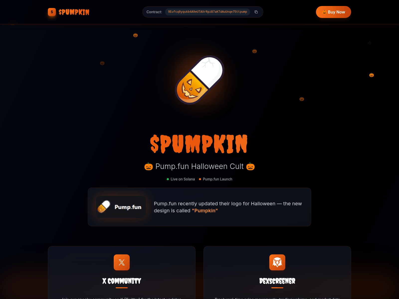 Screenshot of pumpkin-solana.fun