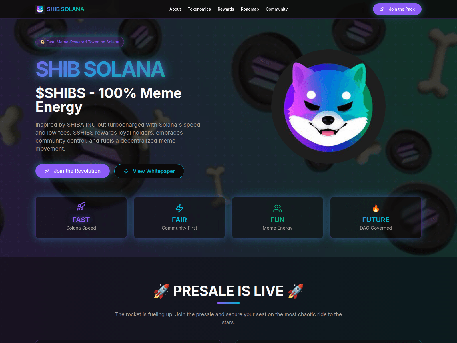 Screenshot of shibsolanatoken.com