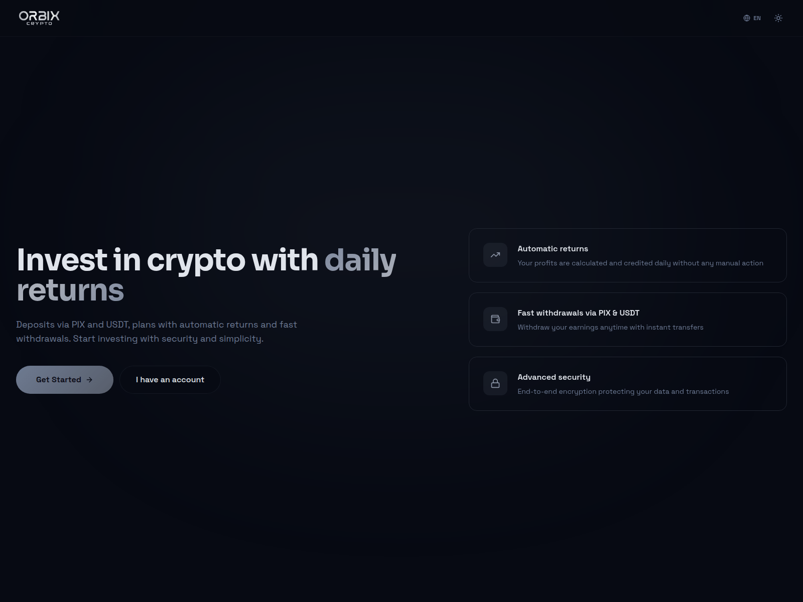 Screenshot of orbixcrypto.com