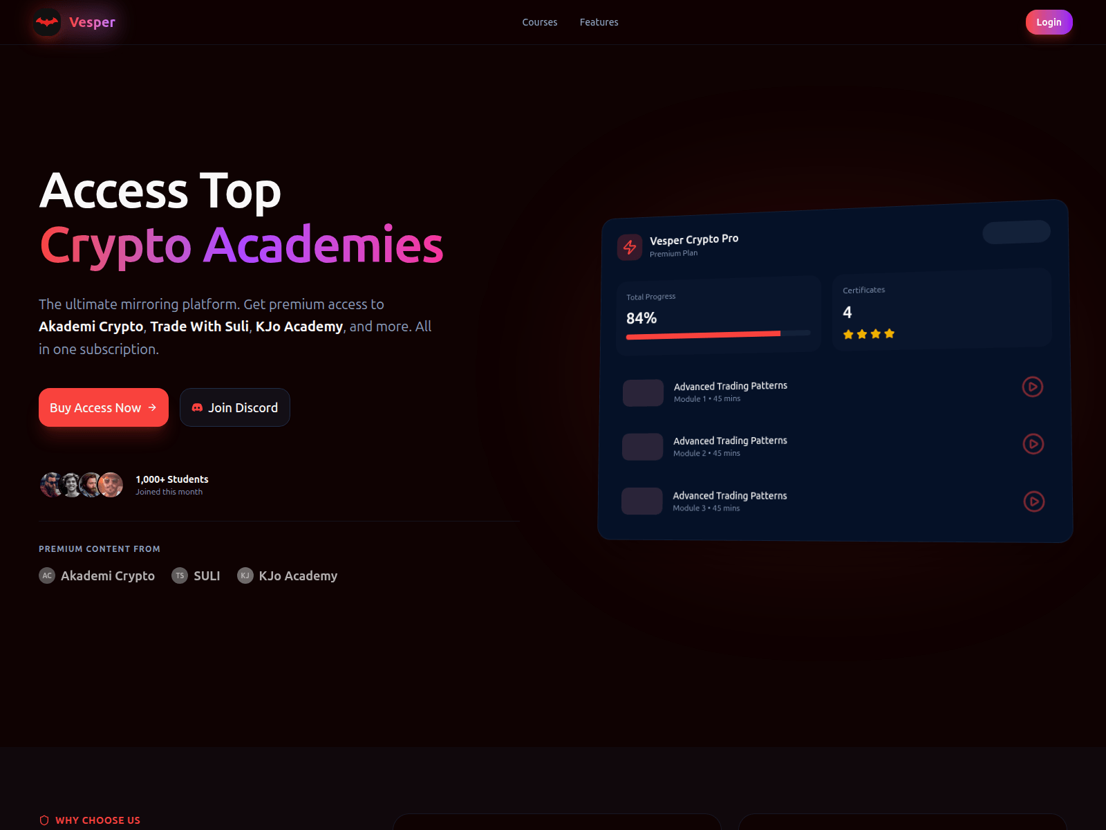 Screenshot of vespercrypto.com