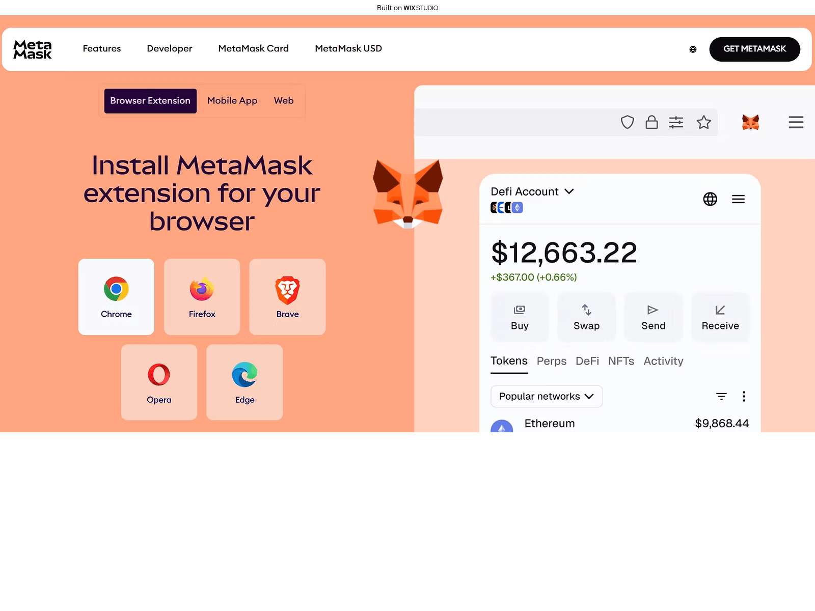 Screenshot of extensionmetmask.wixstudio.com