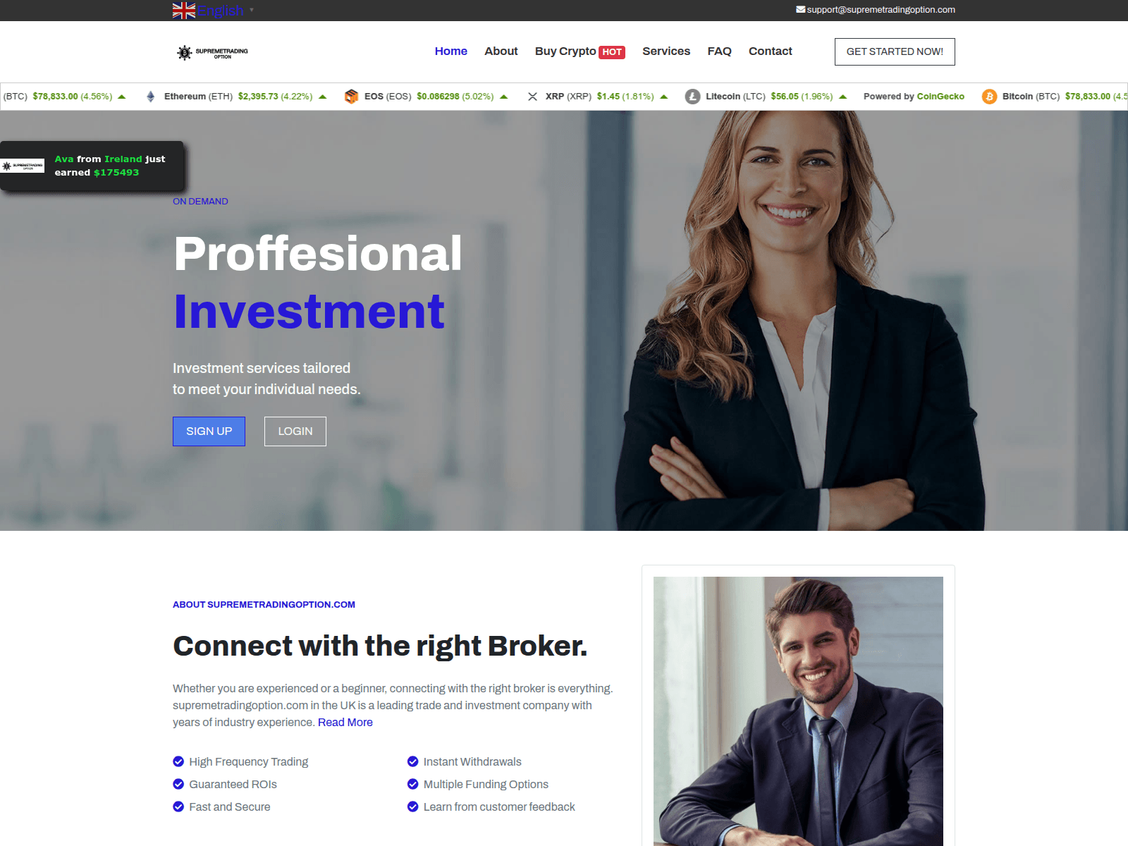 Screenshot of supremetradingoption.com