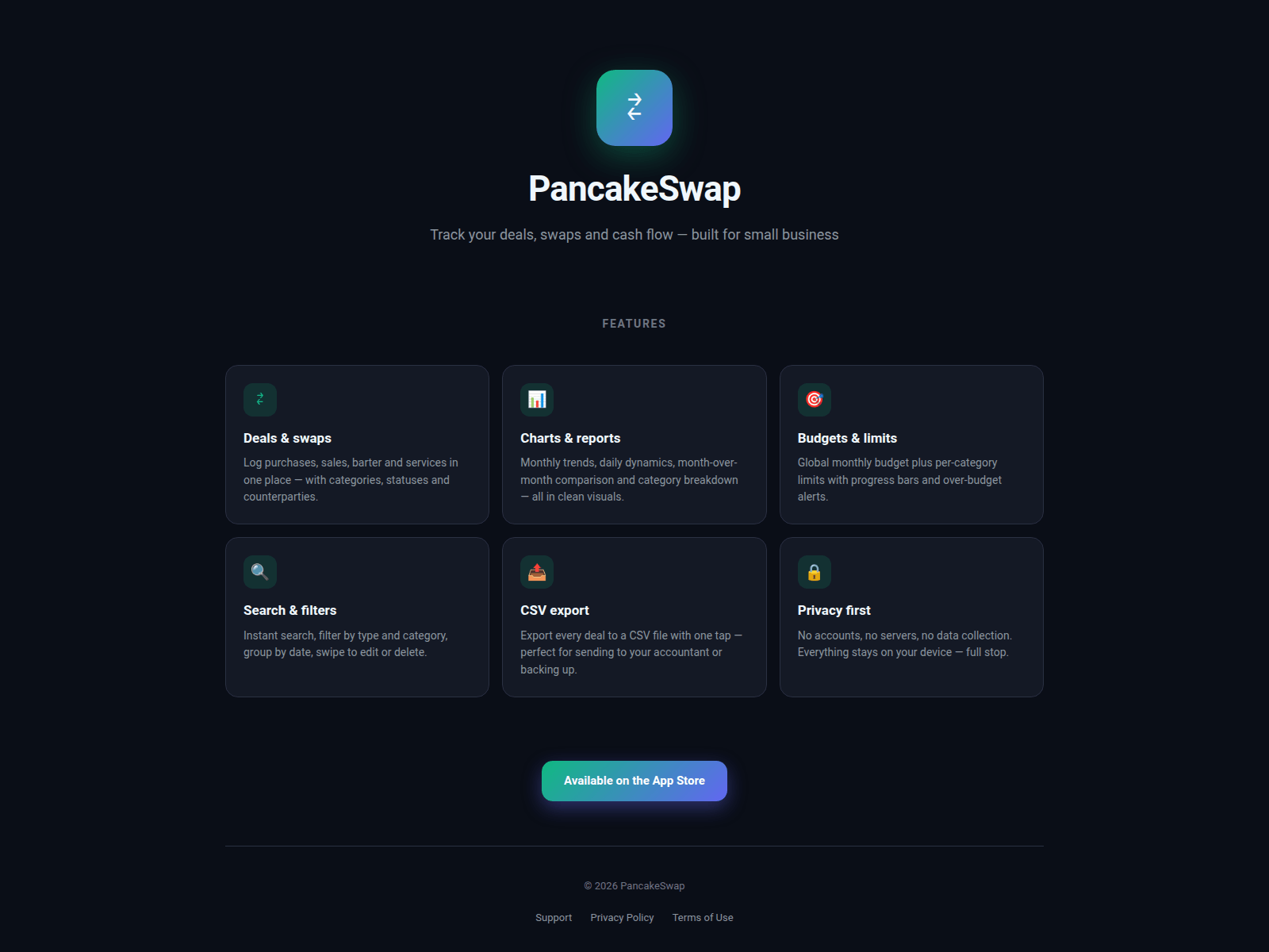 Screenshot of panswap.app