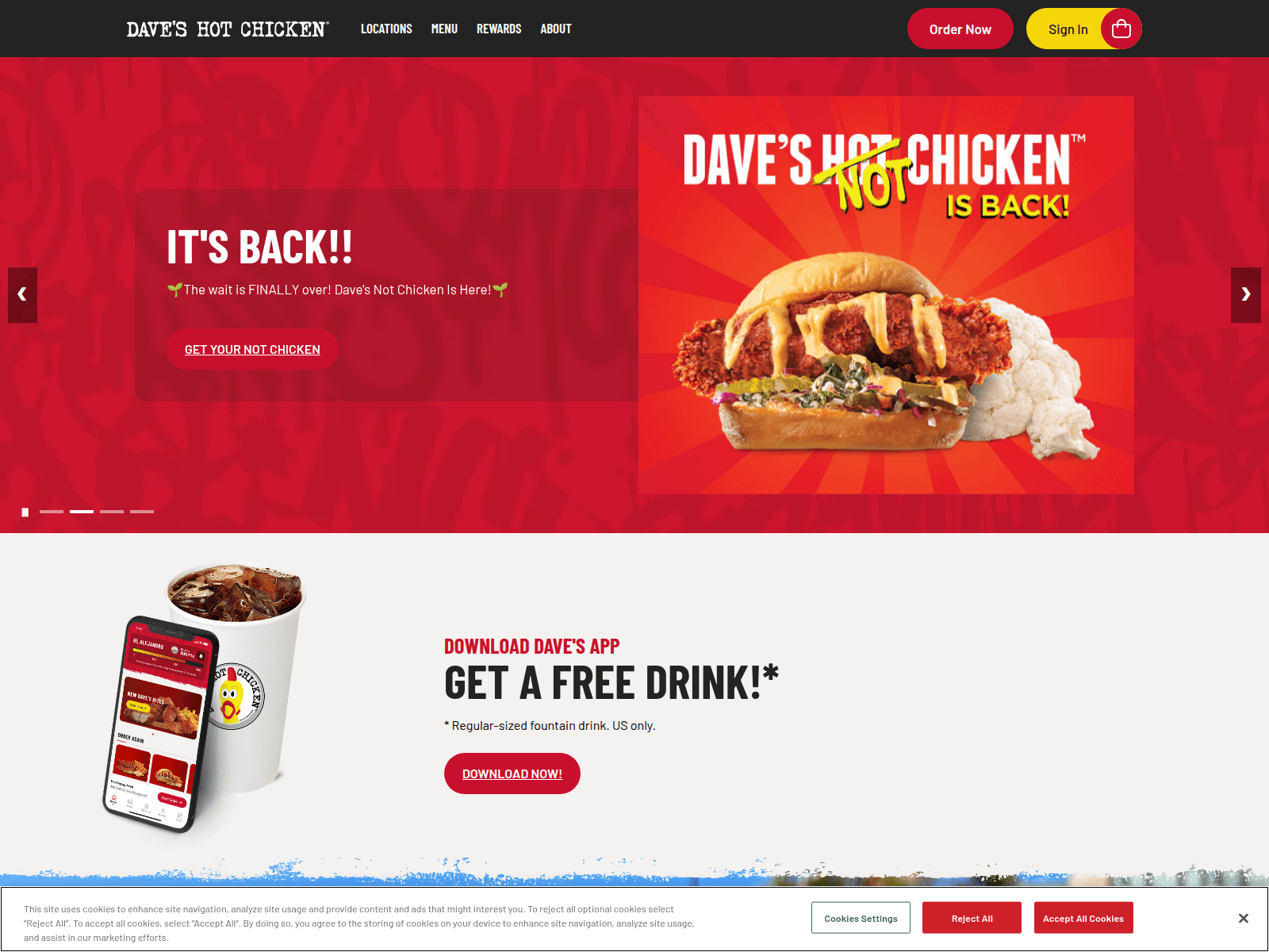 Screenshot of daveshotchiicken.digital