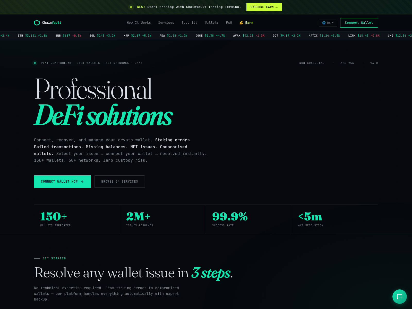 Screenshot of chainvaults.net