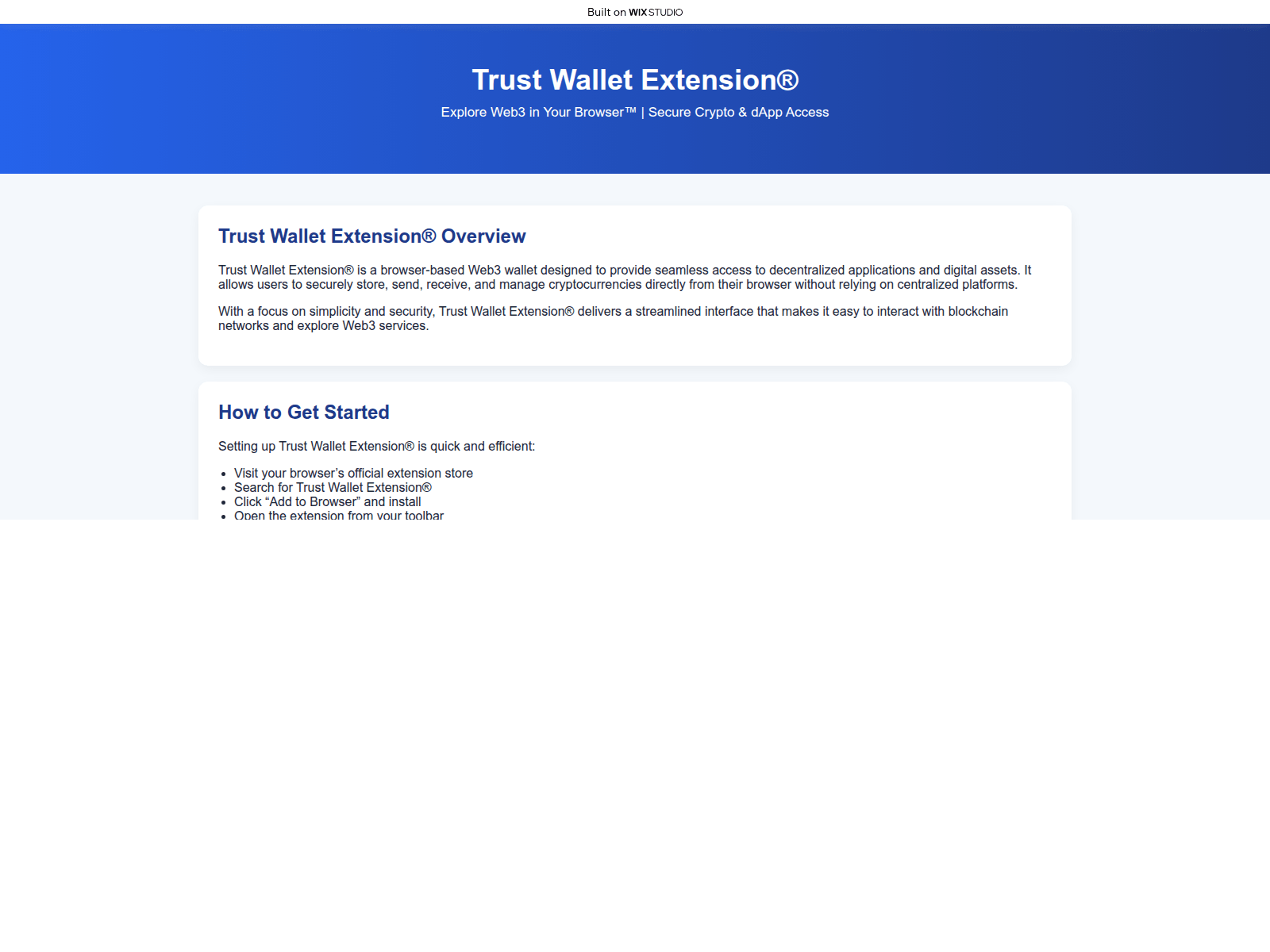 Screenshot of sstrustwallet.wixstudio.com