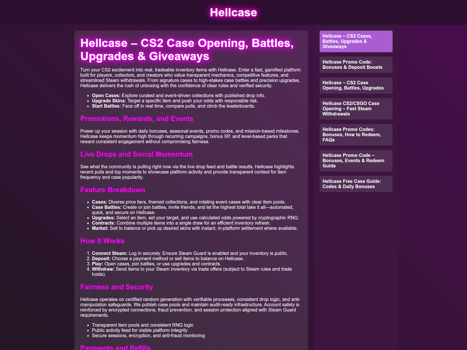 Screenshot of hellcase.games