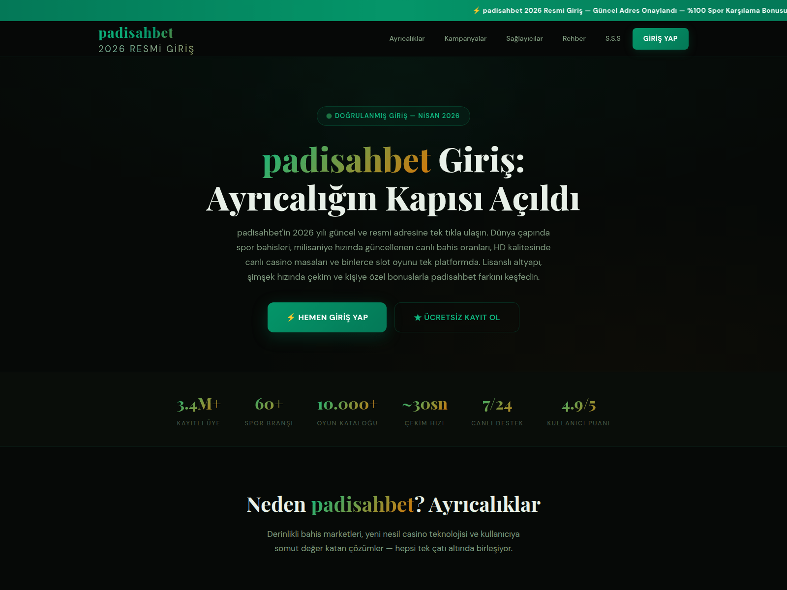 Screenshot of tr.padisahbet-resmigiris2026.vip