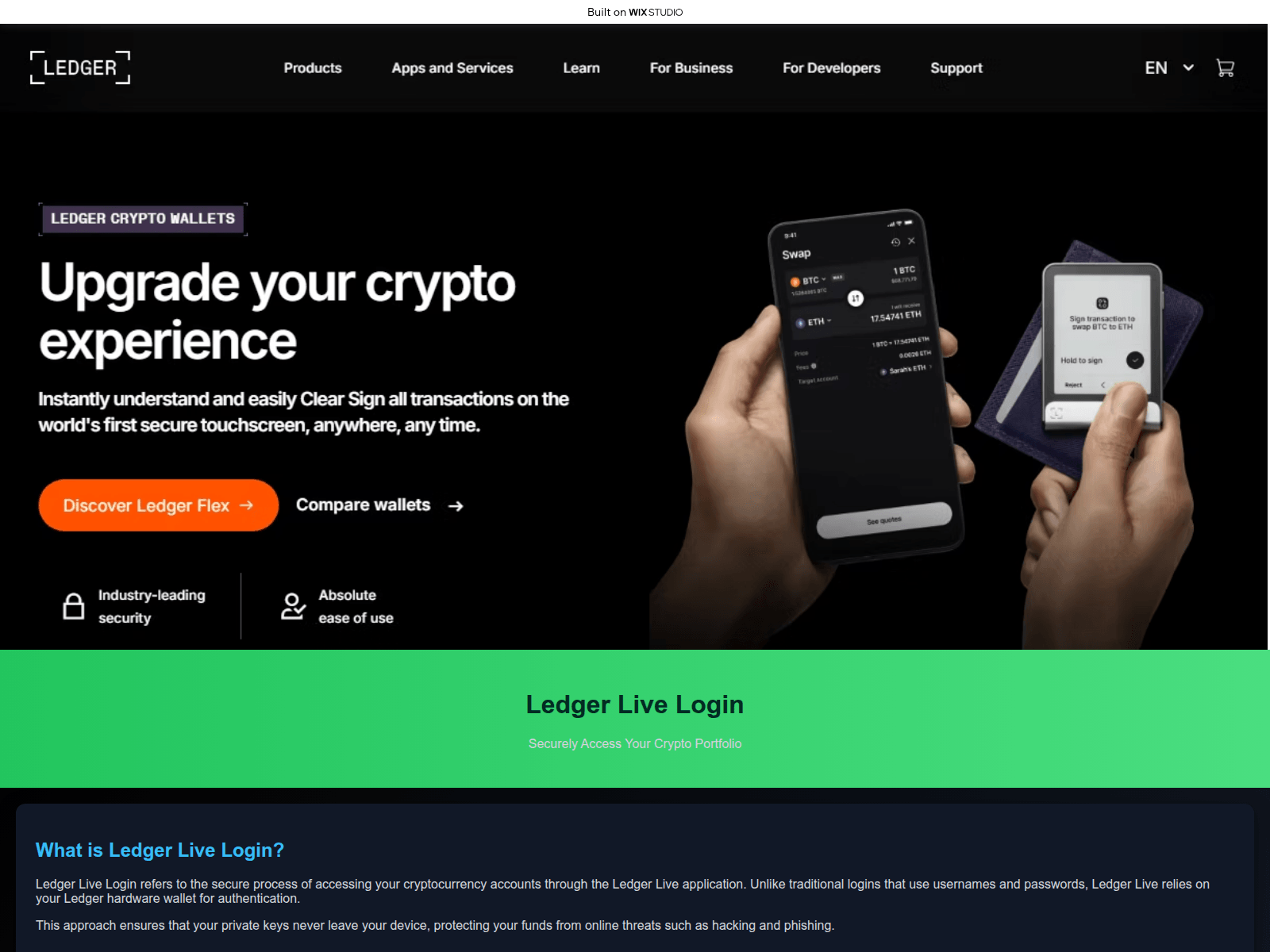 Screenshot of ledgr-live-us.wixstudio.com