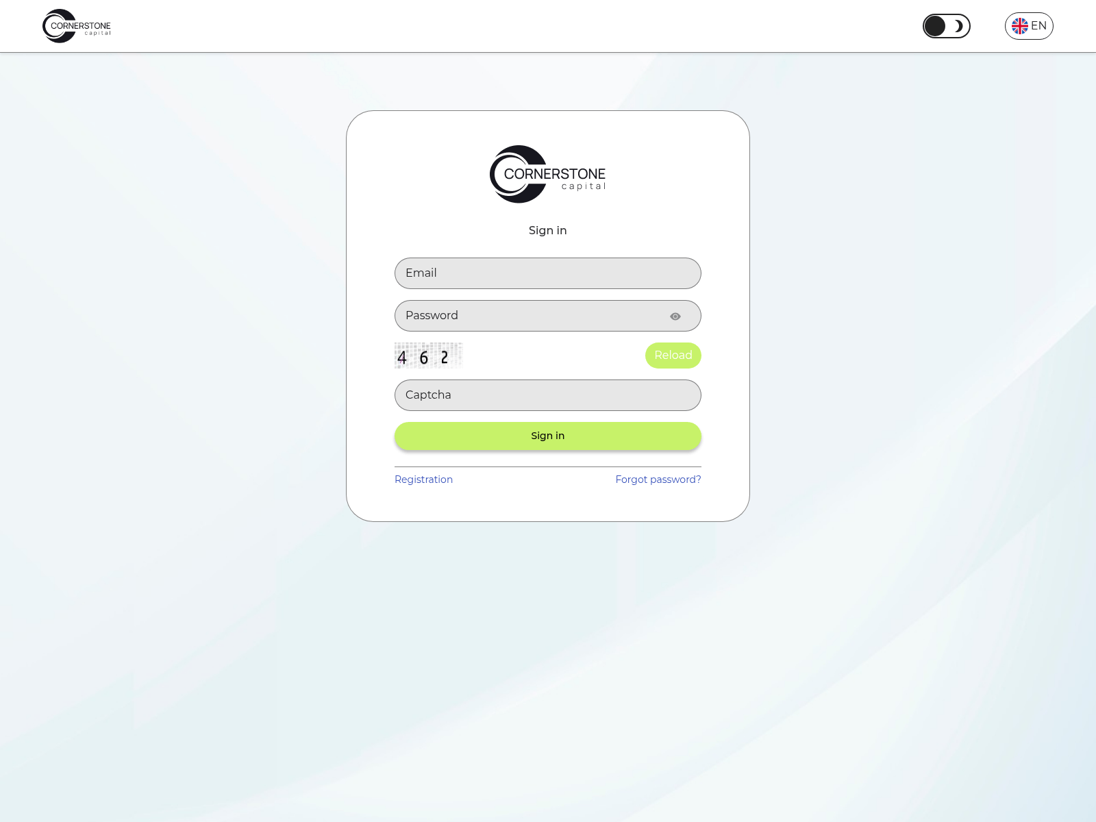 Screenshot of user.cornerstonecapital.io