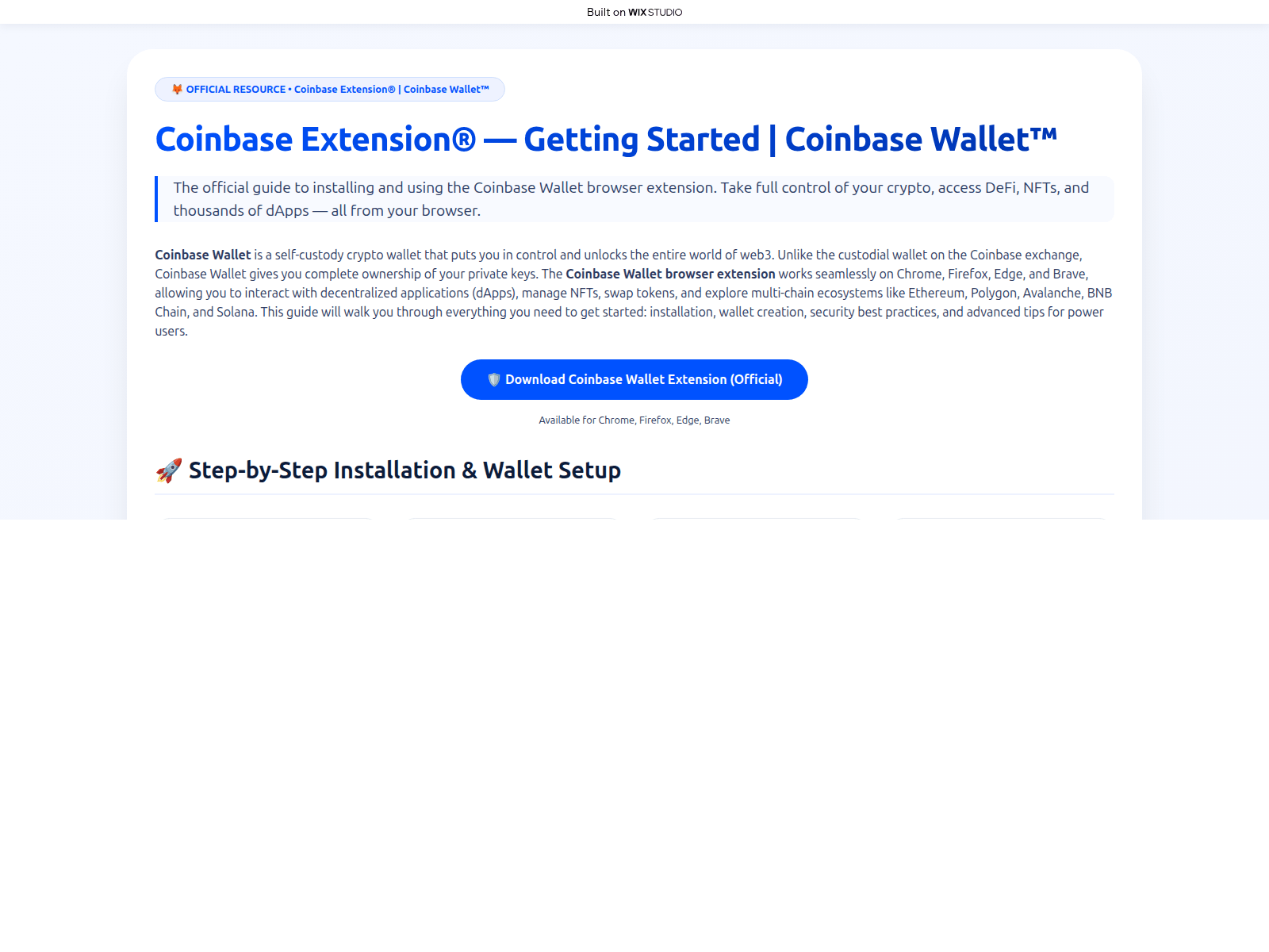 Screenshot of coinbesapp.wixstudio.com