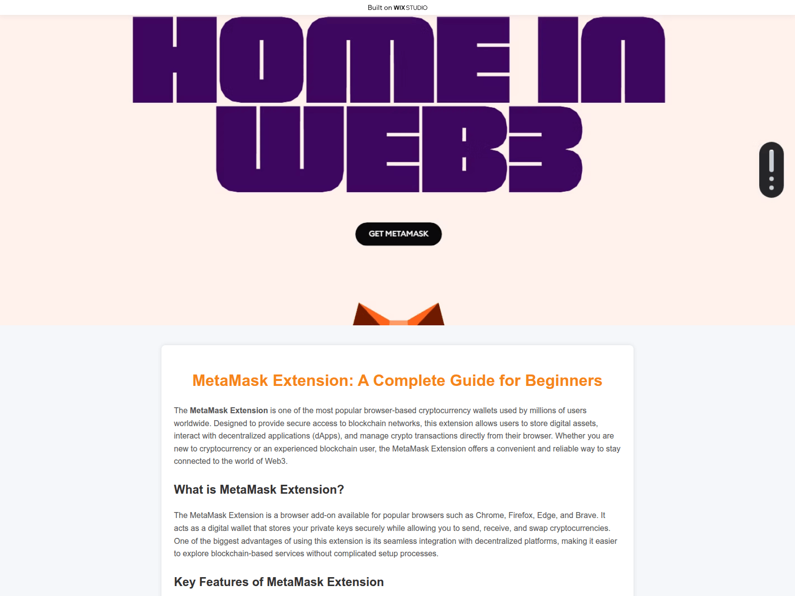 Screenshot of metamaskk-extensions.wixstudio.com