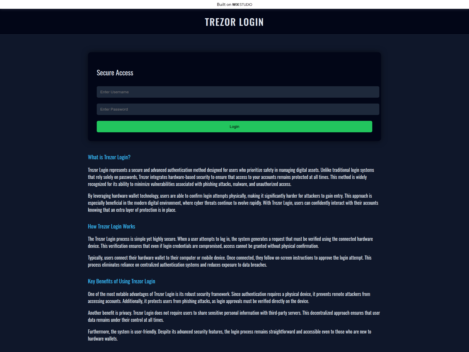 Screenshot of terzos-homepage.wixstudio.com