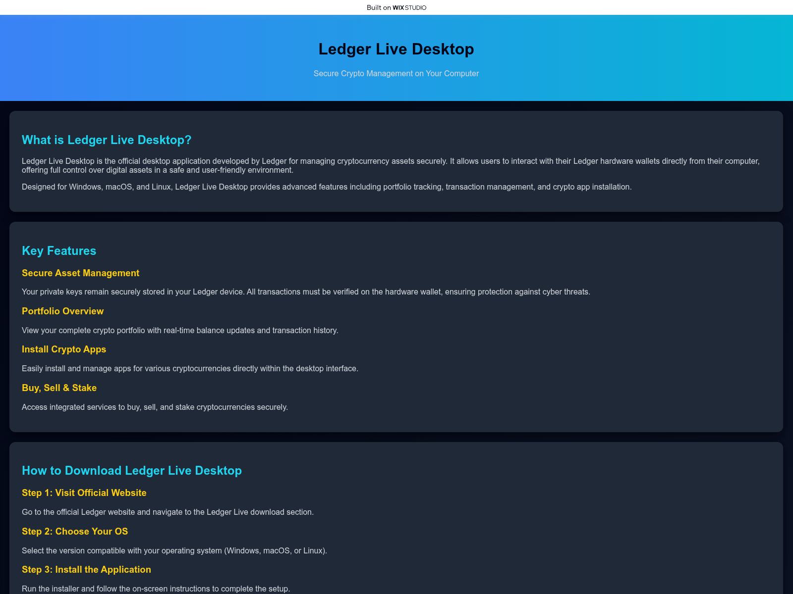 Screenshot of desktop-official.wixstudio.com