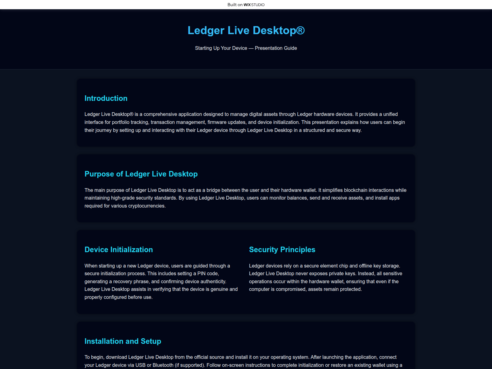 Screenshot of ldger-desktop.wixstudio.com