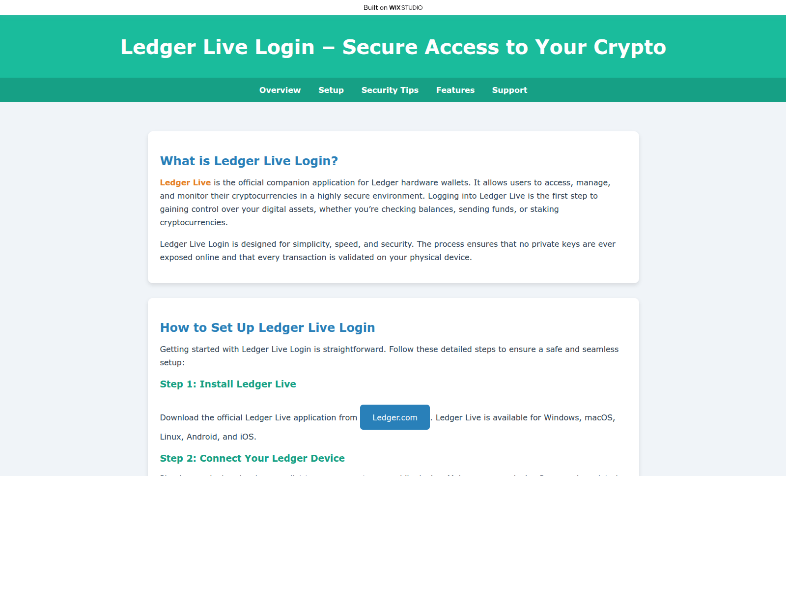 Screenshot of live-desktop-ledgr.wixstudio.com