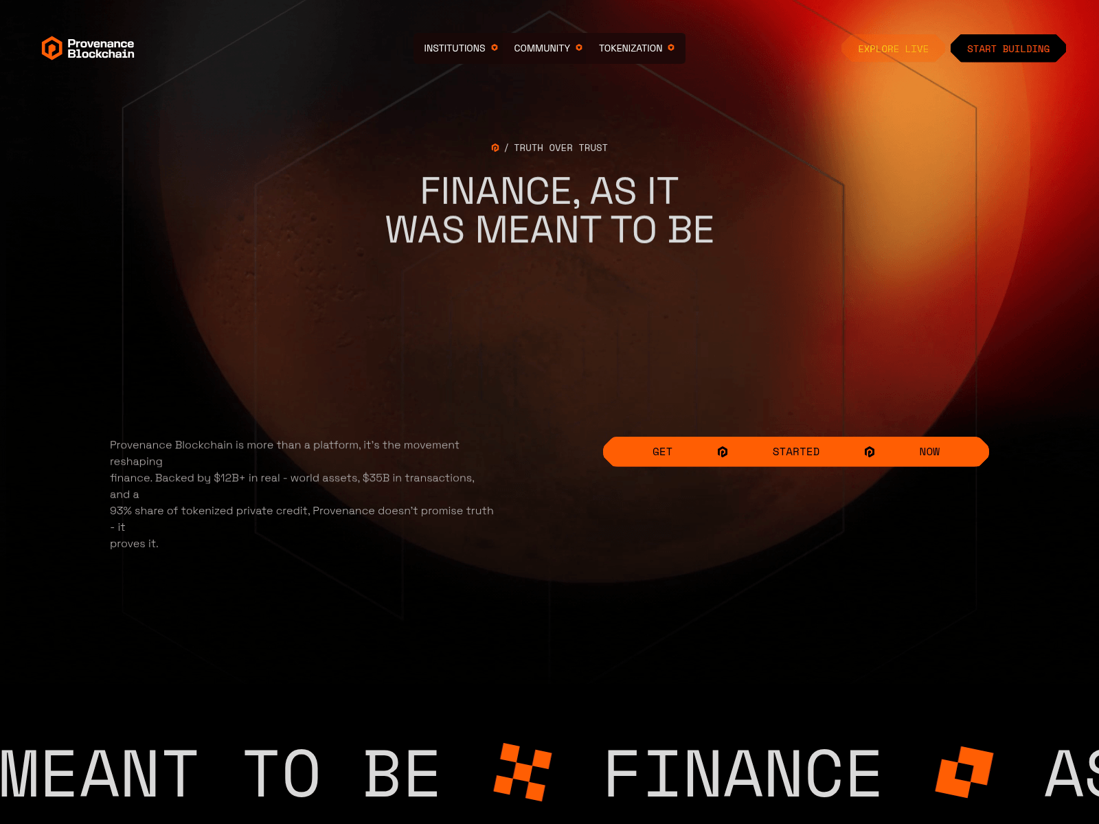 Screenshot of provenanceblockchain.webflow.io