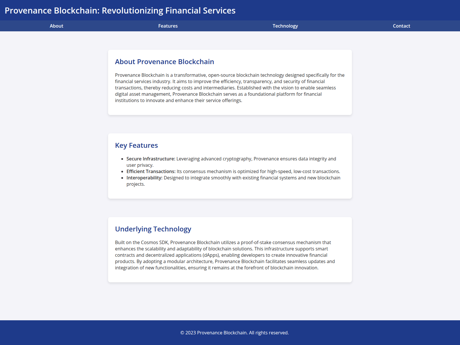 Screenshot of provenanceblockchain.live