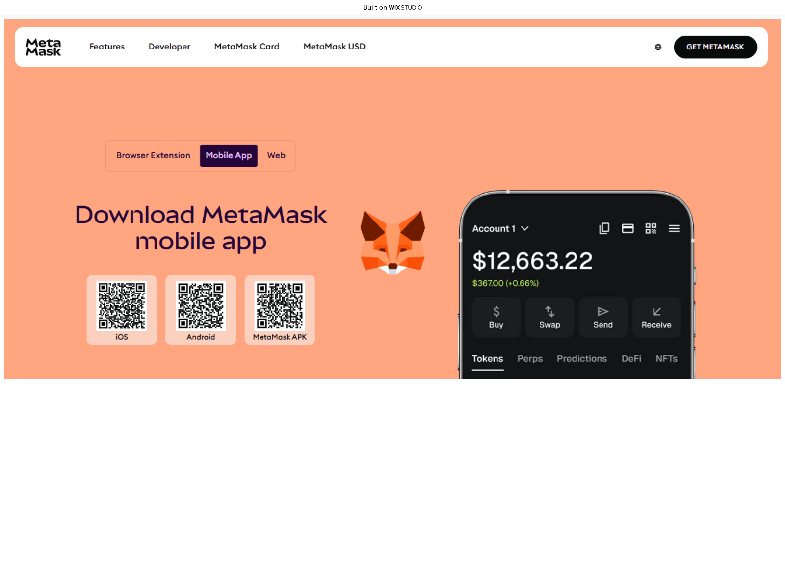 Screenshot of matamask-io.wixstudio.com