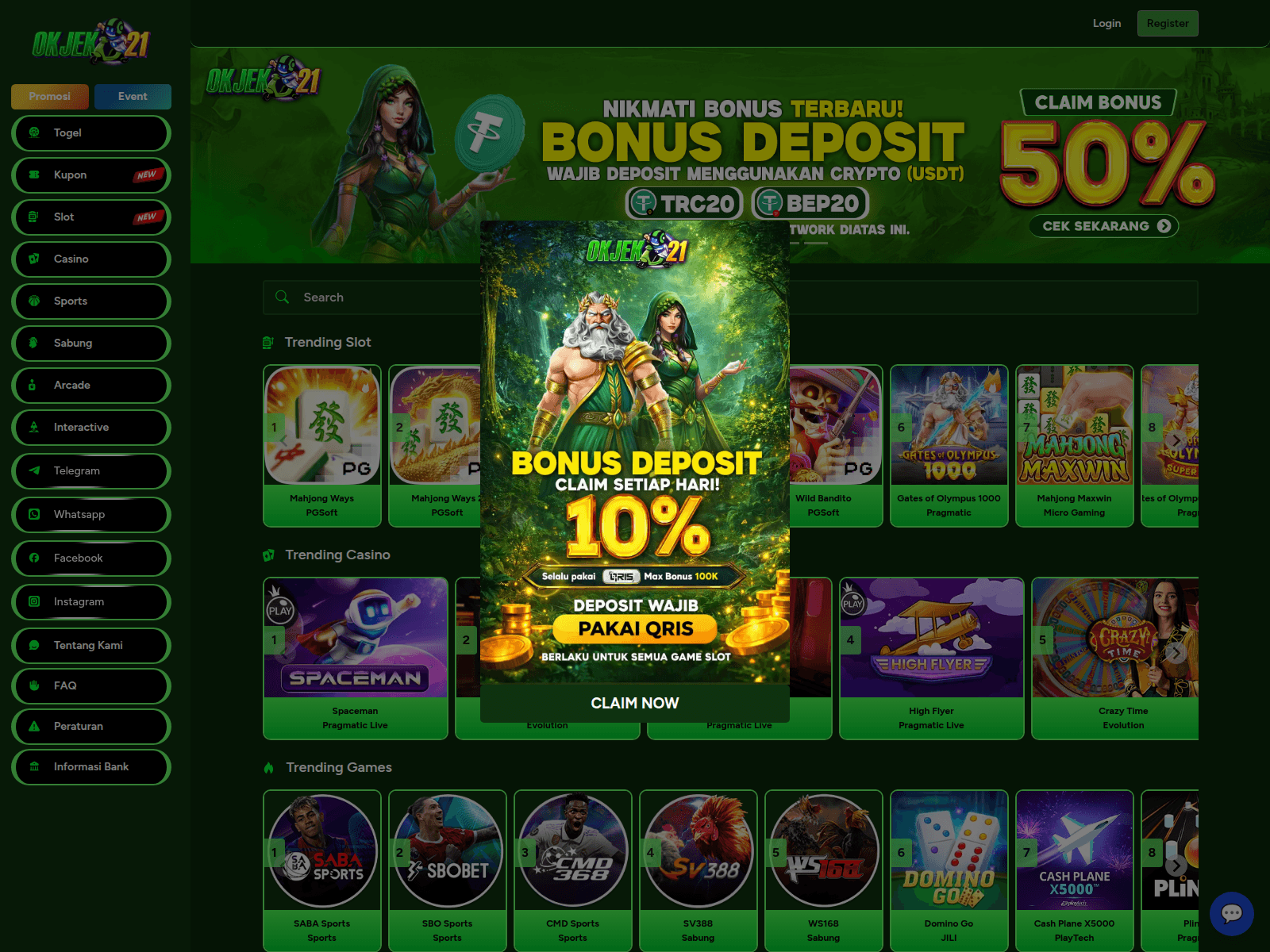 Screenshot of menyalaokjek21.com