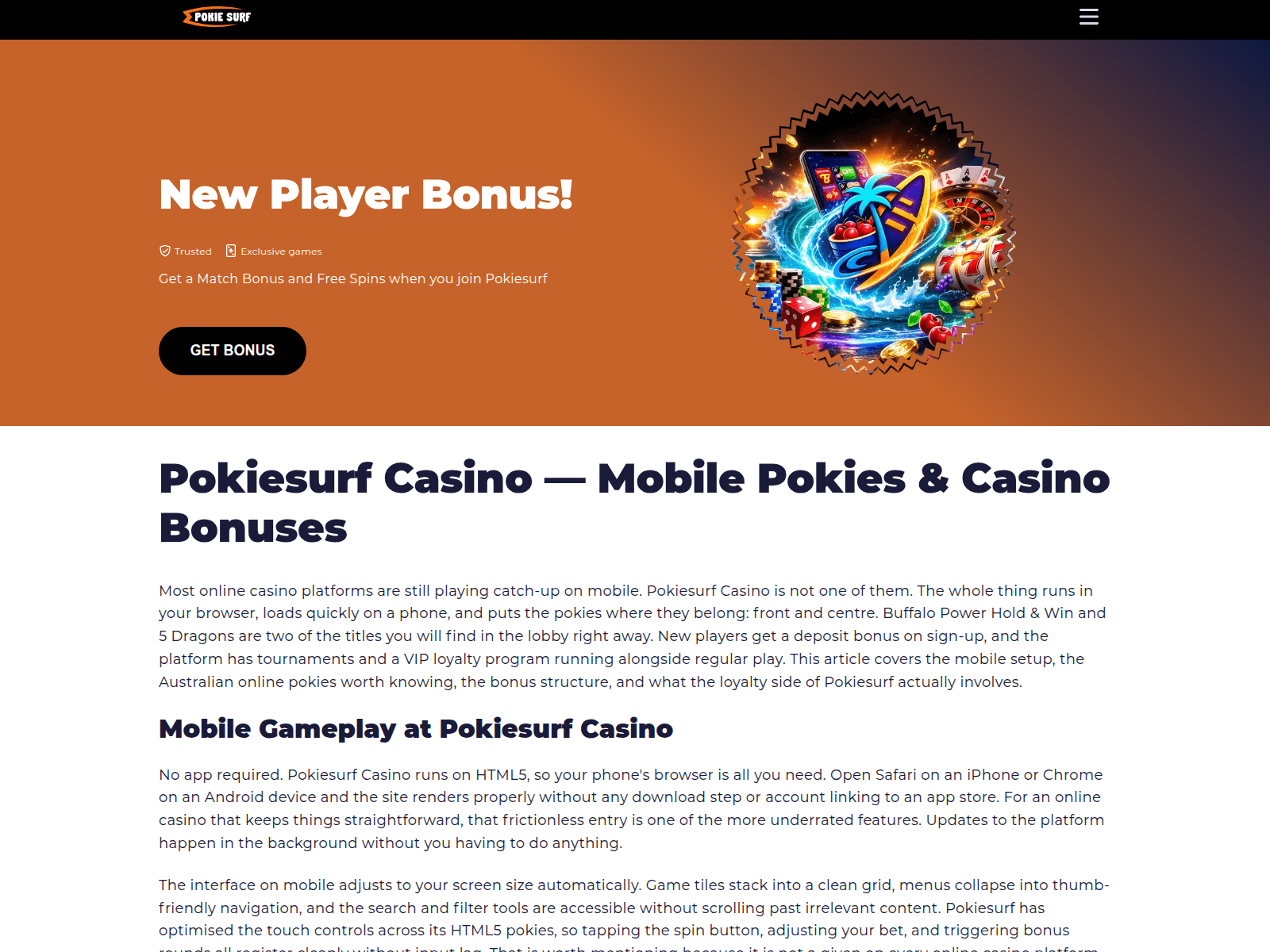 Screenshot of pokiesurf-online.com