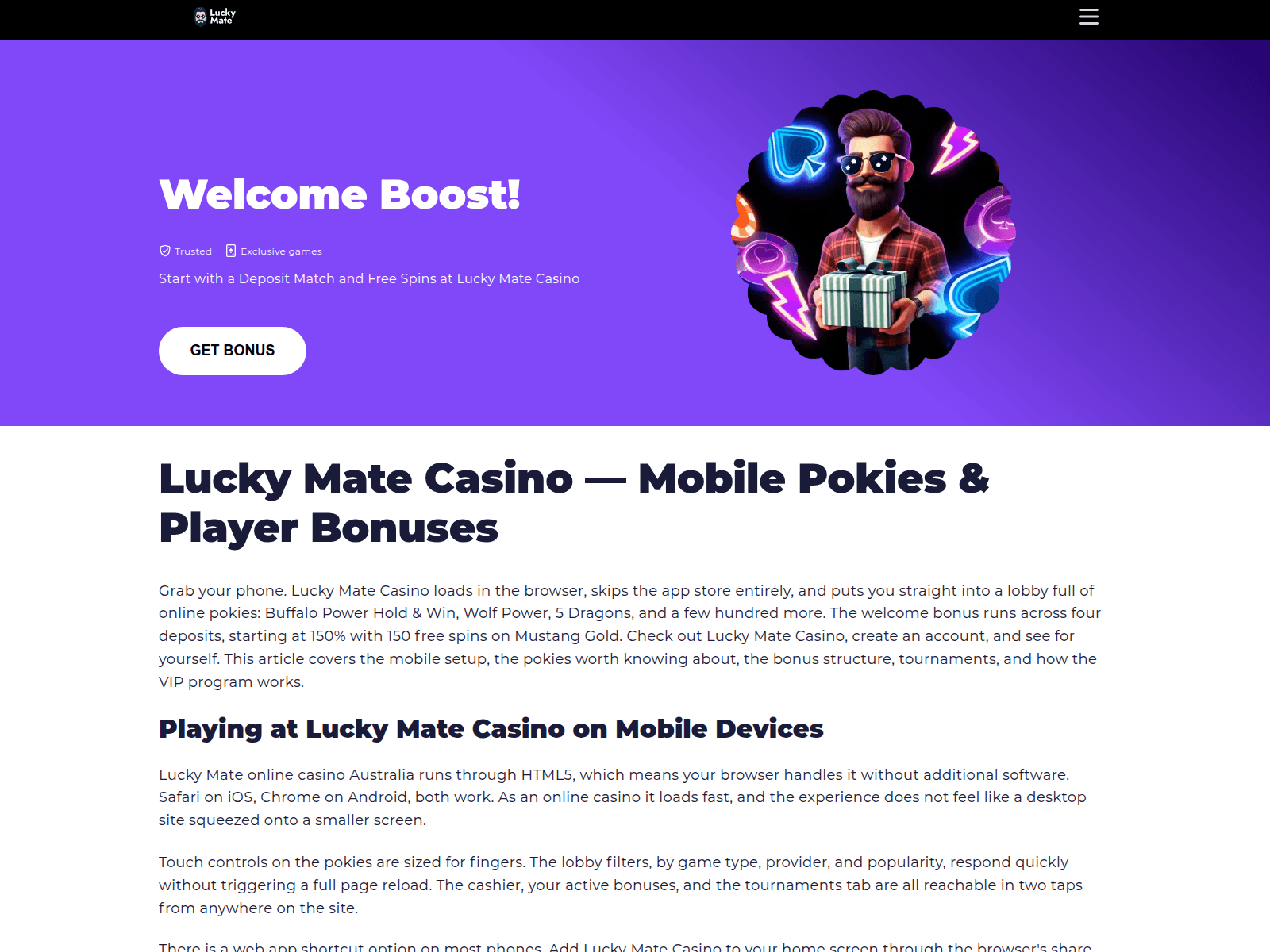 Screenshot of lucky-mate-login.com