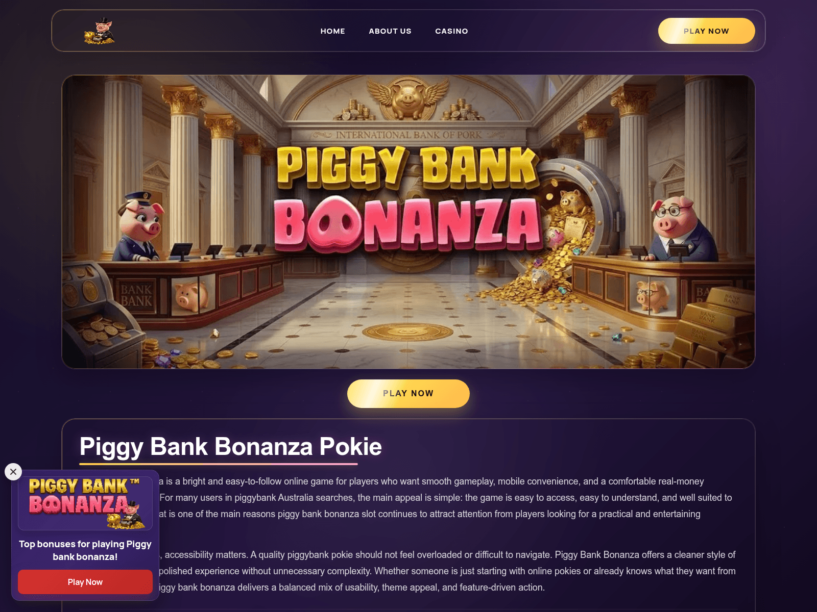 Screenshot of piggybankpokies.com