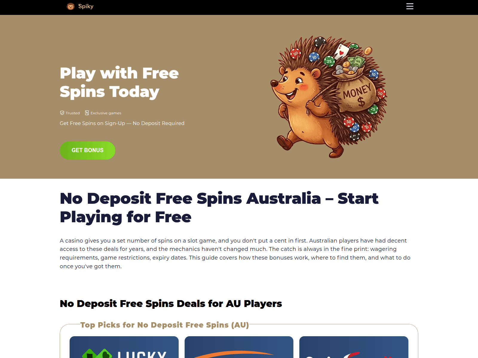 Screenshot of nodep-freespins.com