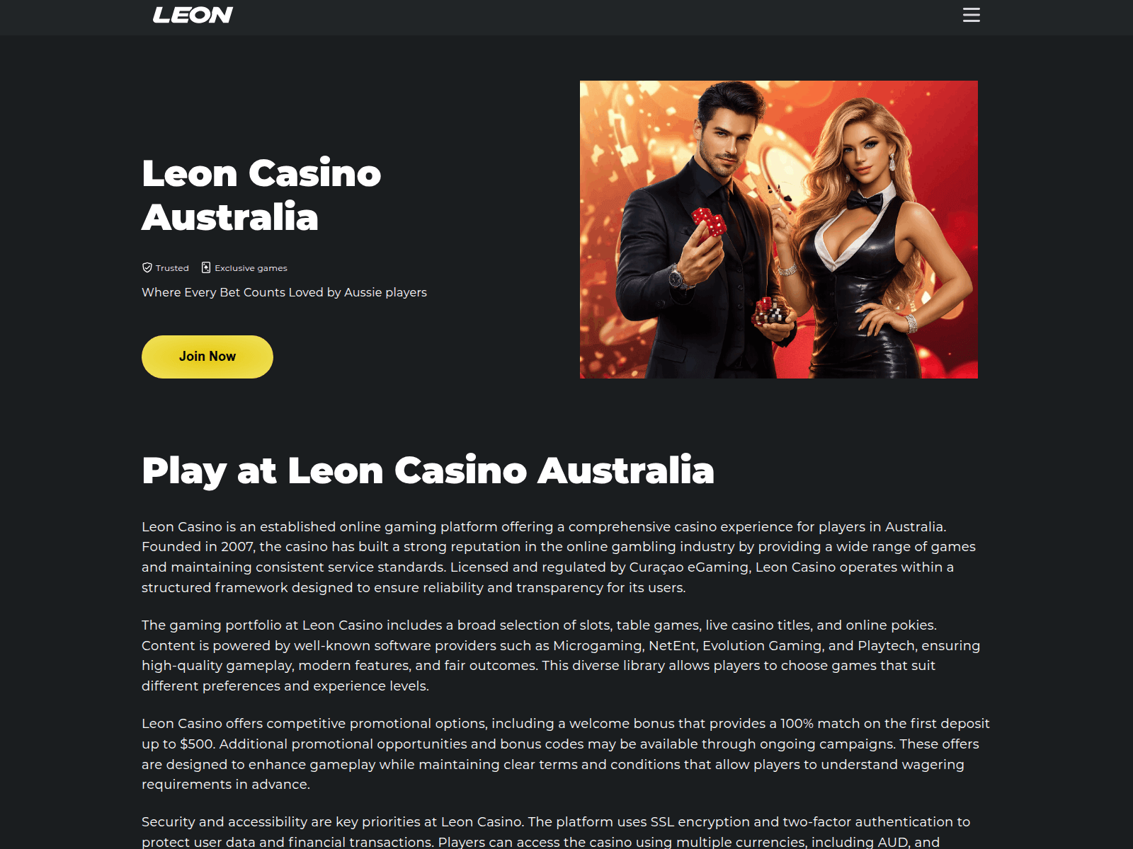 Screenshot of leon-casino-online-au.com