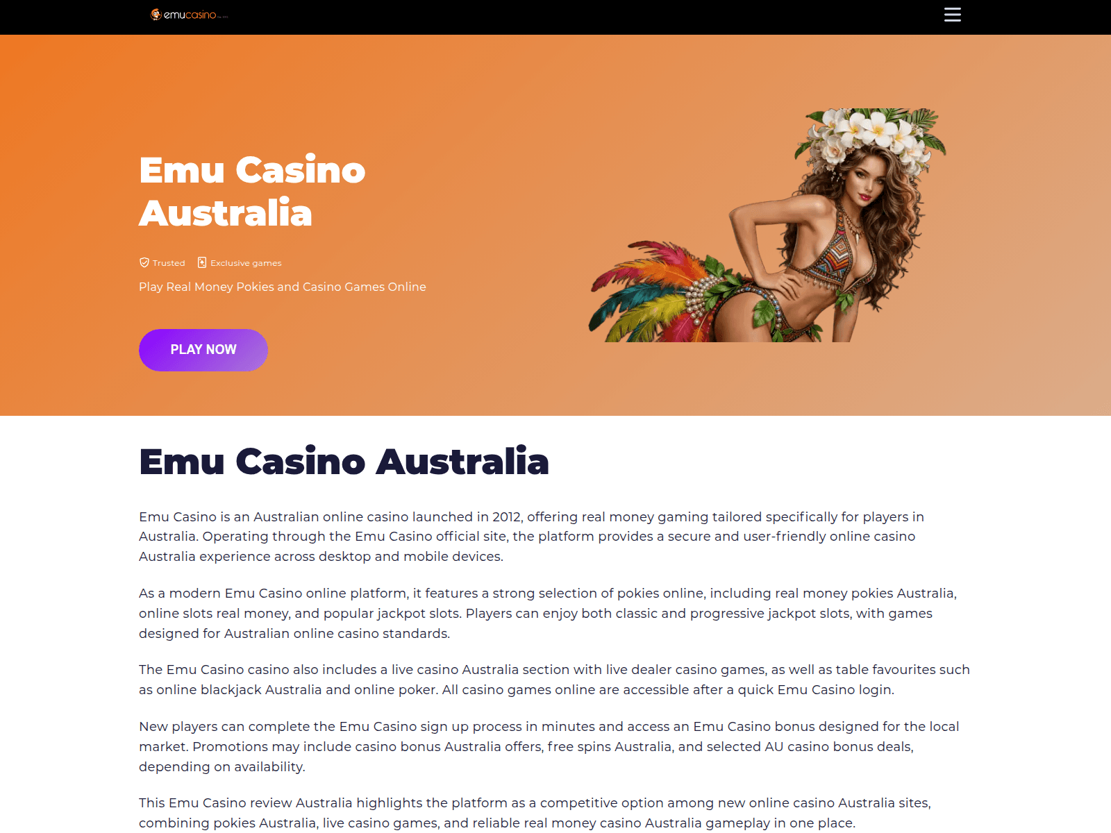 Screenshot of emucasino-login.com