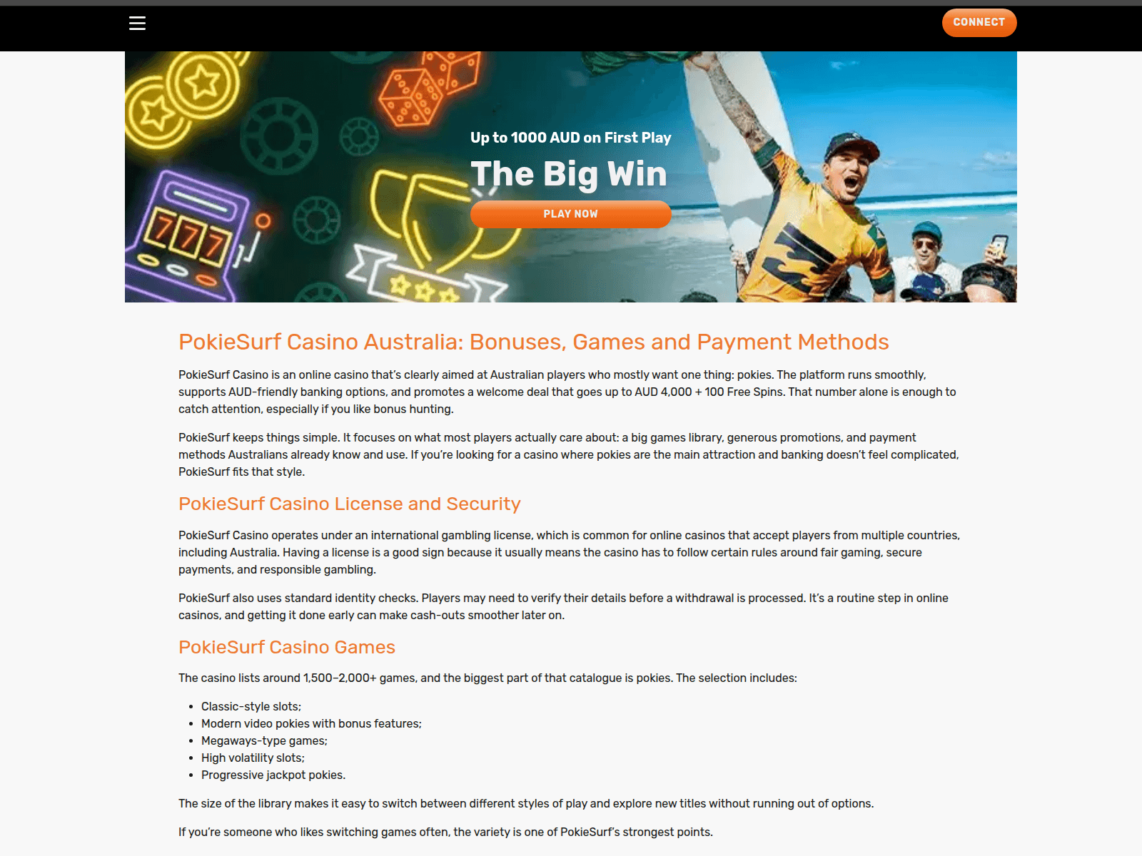 Screenshot of pokiesurfcasino-games.com