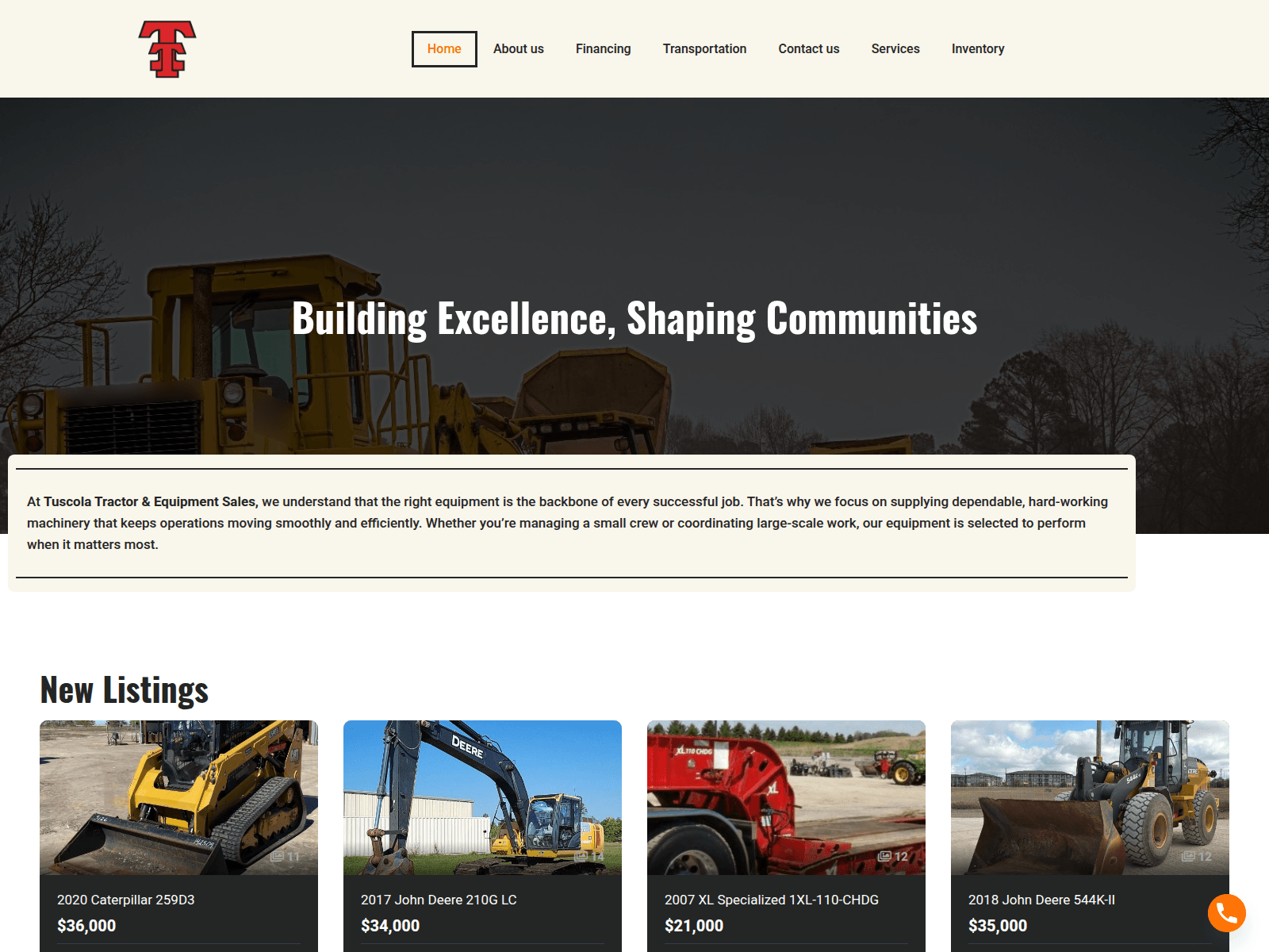 Screenshot of tuscolatractorequipments.com