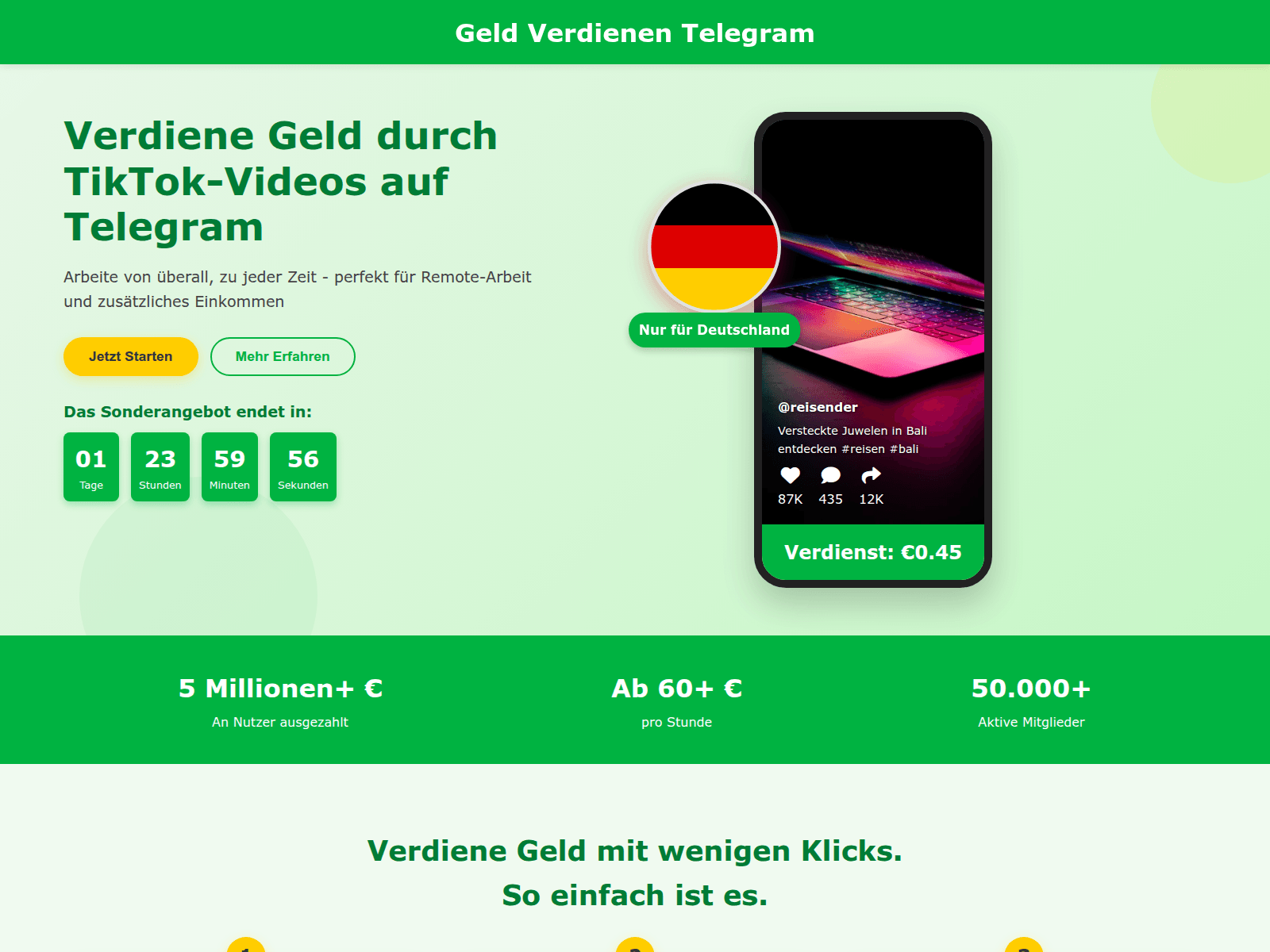 Screenshot of geld-verdienen-telegram-bvh.pages.dev