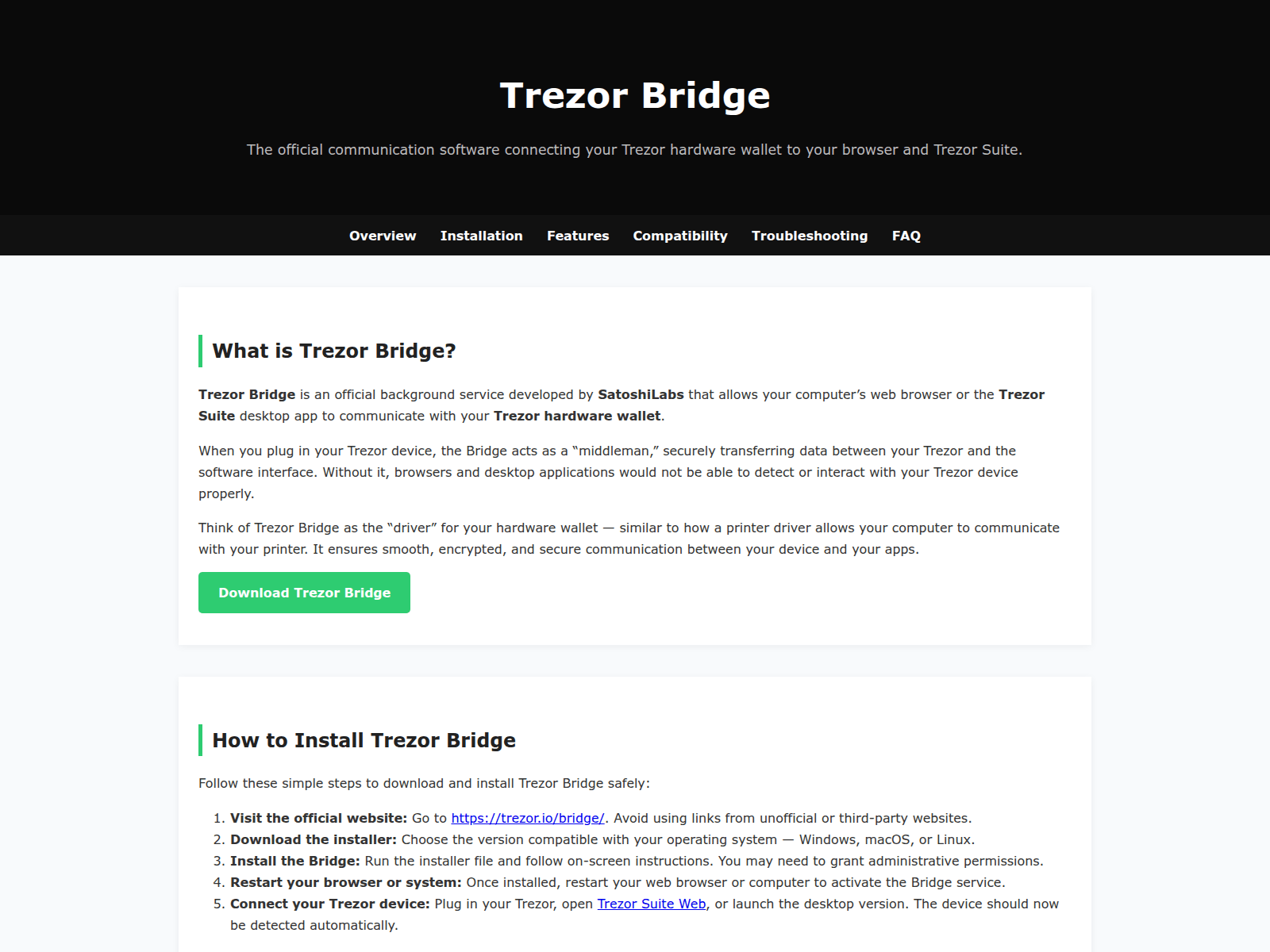 Screenshot of bridge-trezr--sos.pages.dev