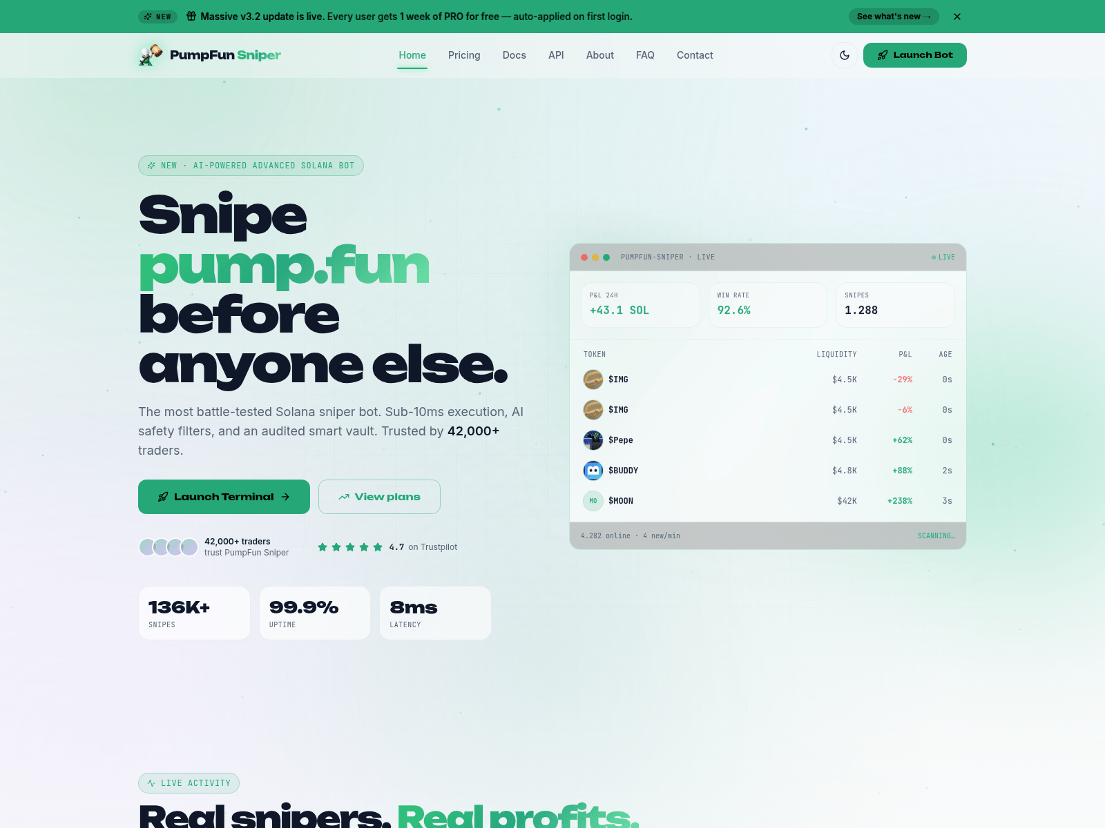 Screenshot of pump-sniper.xyz